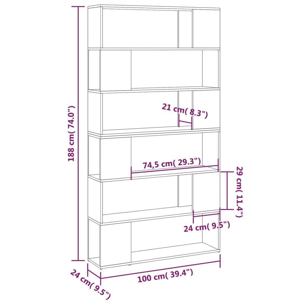 Weiß Raumteiler 100x24x188 furnicato cm Bücherregal