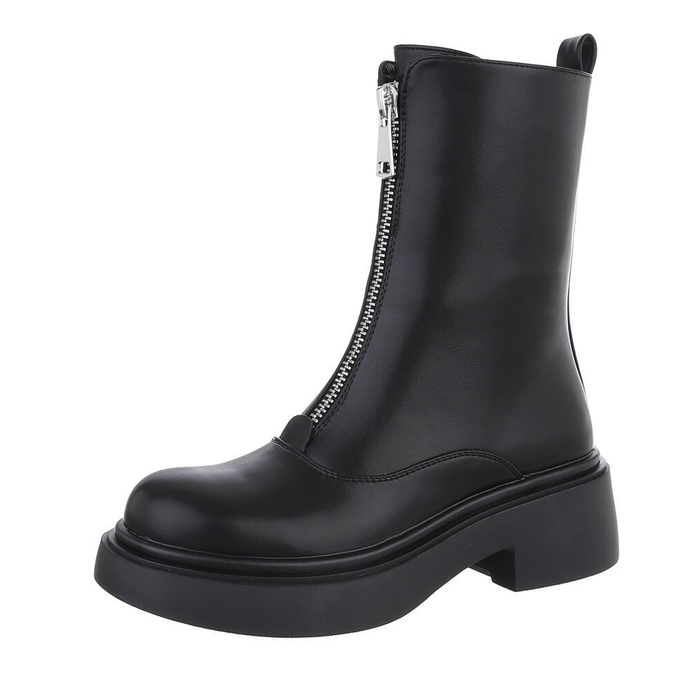Ital-Design Damen Freizeit Plateaustiefelette (87451919) Blockabsatz Stiefeletten in Schwarz
