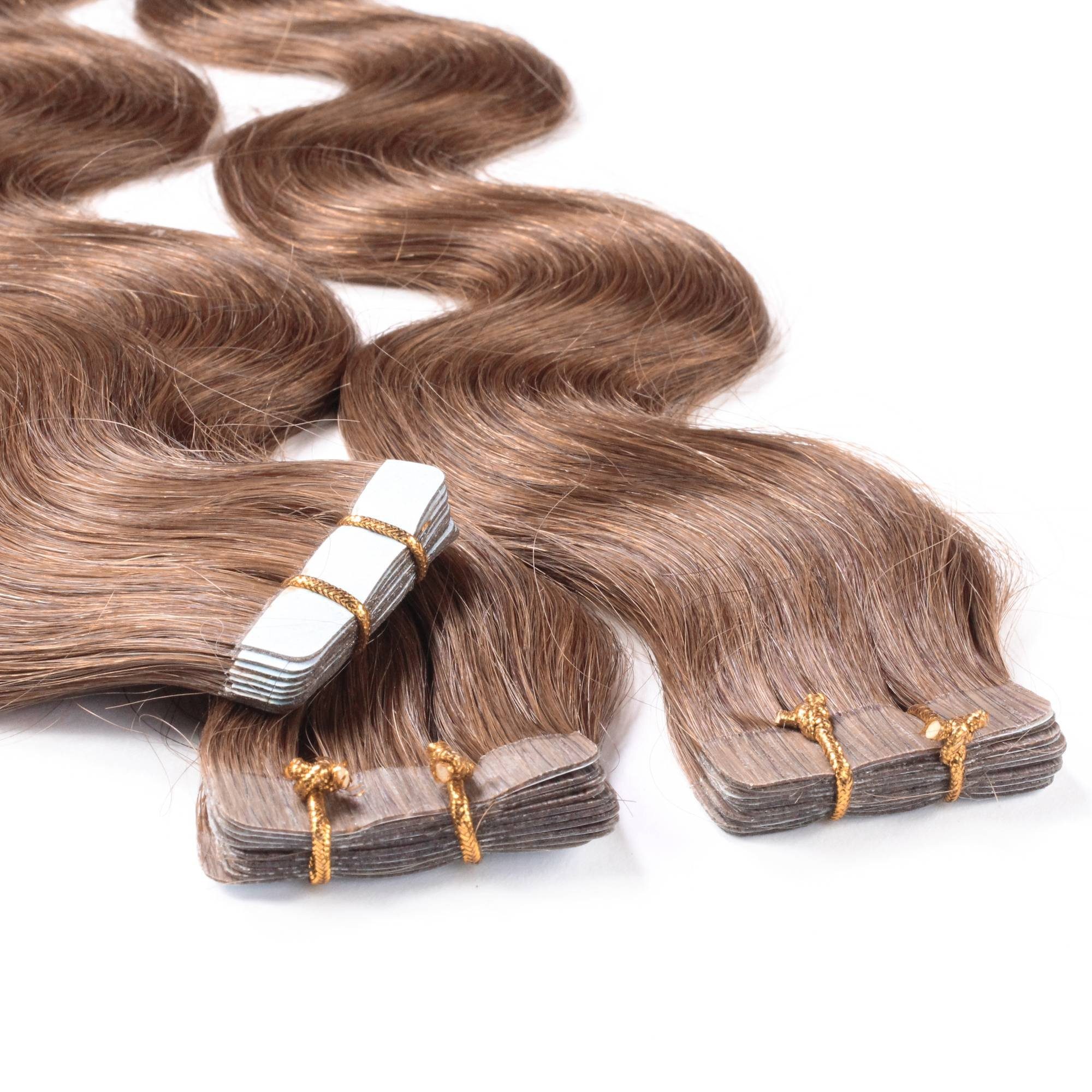 hair2heart Echthaar-Extension Tape gewellt Extensions 40cm Gold-Asch #10/31 Hell-Lichtblond