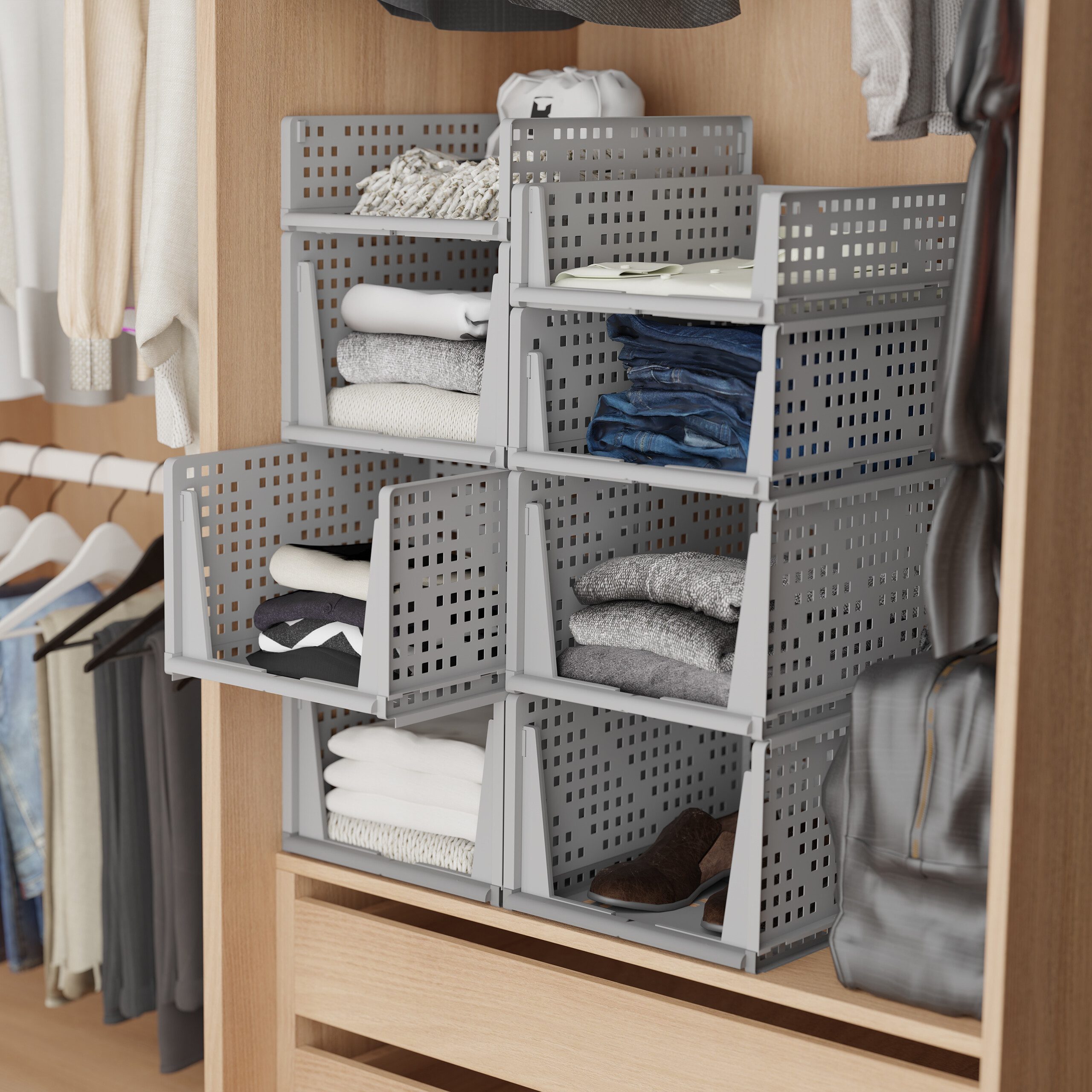 Thumbnail - relaxdays Aufbewahrungsbox Schrank Organizer im 3er Set (3 St), grau, M