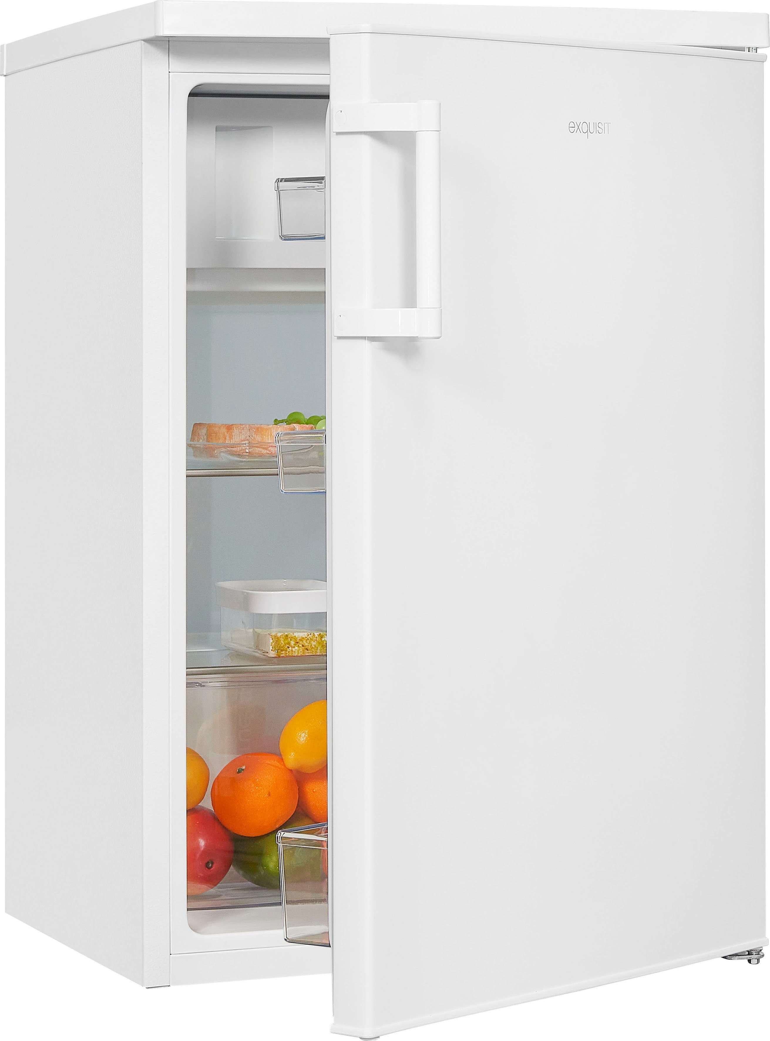 exquisit Kühlschrank KS16-4-H-010E weiss, 85 cm hoch, 56 cm breit,  LED-Licht - helle und effiziente Ausleuchtung des Innenraums