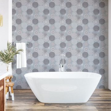 Abakuhaus Vinyltapete selbstklebendes Wohnzimmer Küchenakzent, Abstrakt Circular Pastell Shapes