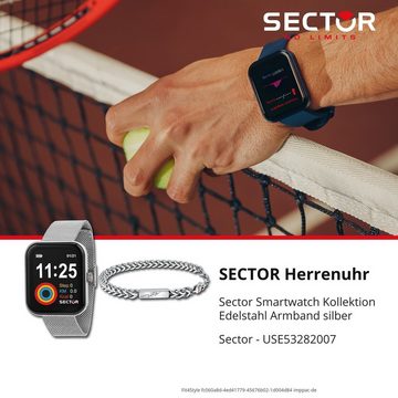 Sector Sector Herren Armbanduhr Analog-Digit Smartwatch, Analog-Digitaluhr, Herrenuhr rund, groß (ca. 41x49,8mm), Edelstahlarmband, Sport-Style