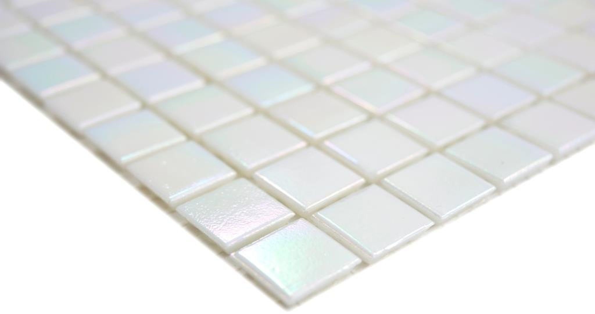Mosani Mosaikfliesen Glasmosaik Mosaikfliesen weiss perlmutt iridium irisierend