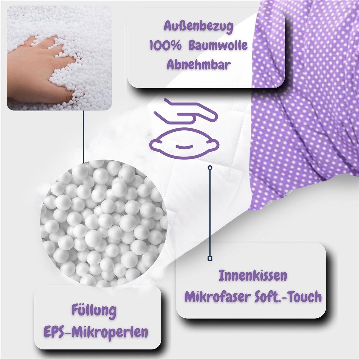 SEI Design Stillkissen Seitenschläferkissen Babynestchen mit EPS Mikroperle günstig online kaufen