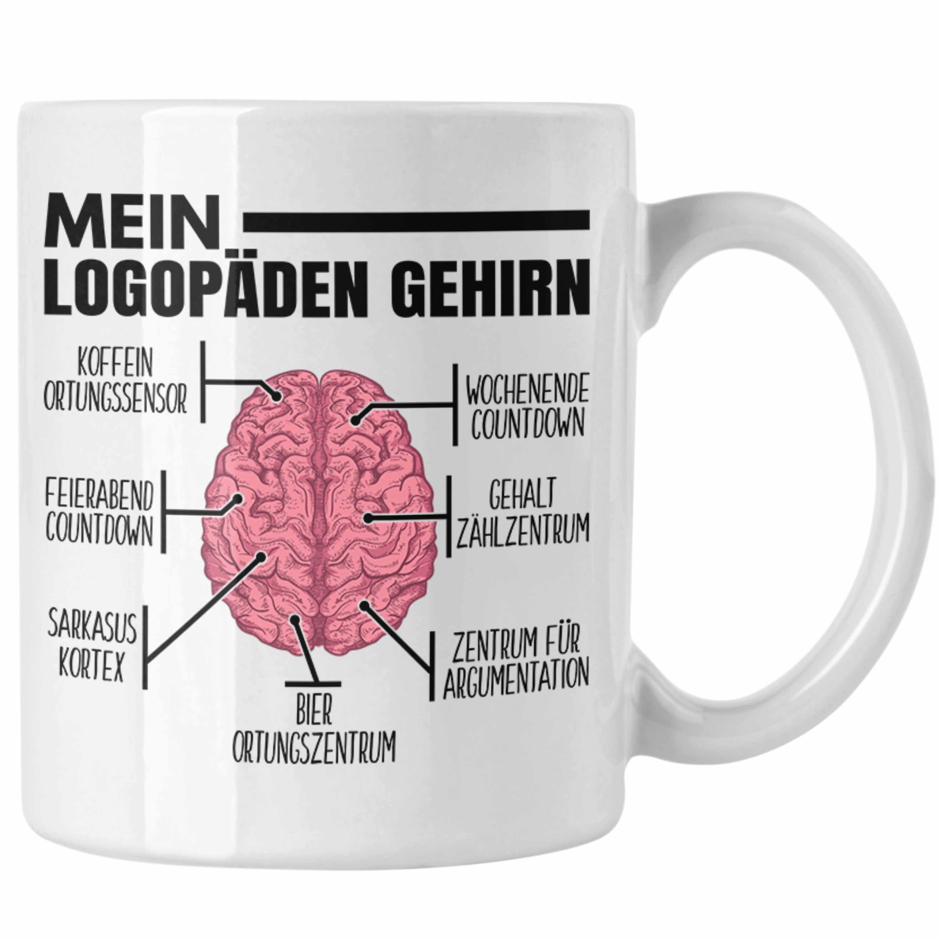 Trendation Tasse Trendation - Logopädin Tasse Geschenk Logopädie Logopäde Mein Logopädin Gehirn Weiss