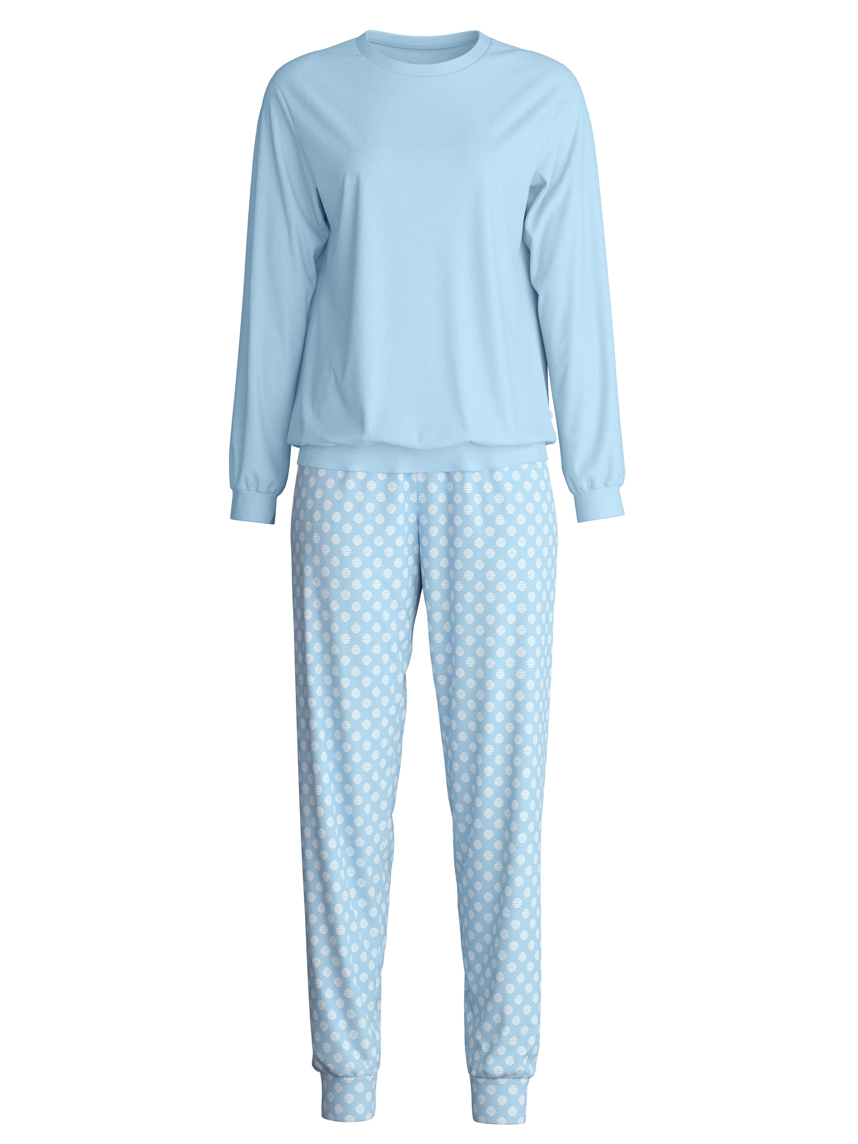 CALIDA Schlafanzug Lovely Nights (2 tlg) Oberteil uni, Hose gestreift, Rund günstig online kaufen