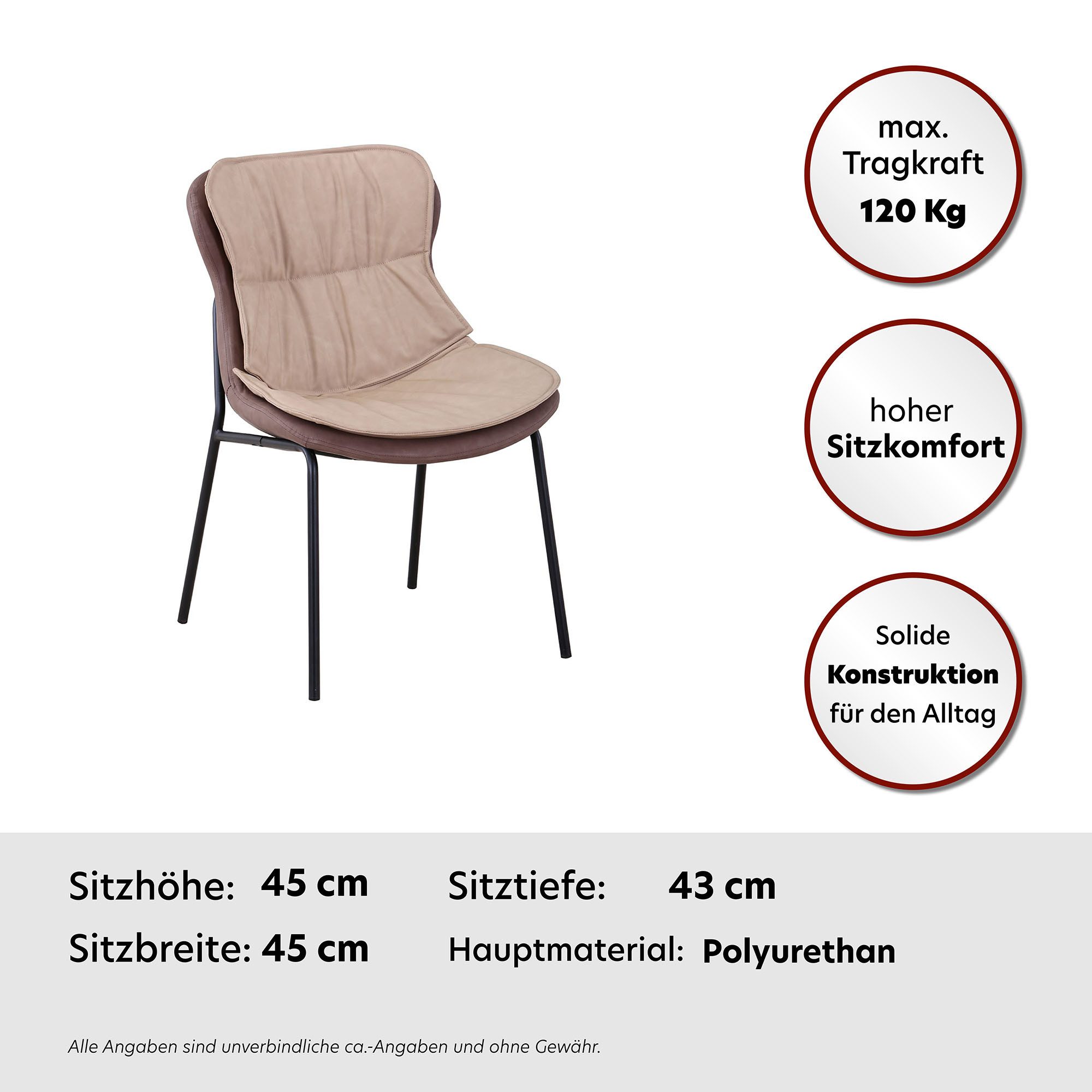 Kayoom Polsterstuhl (1 St), pflegeleicht, bequem, angenehme Sitzfläche, mit trendigen Ziernähten