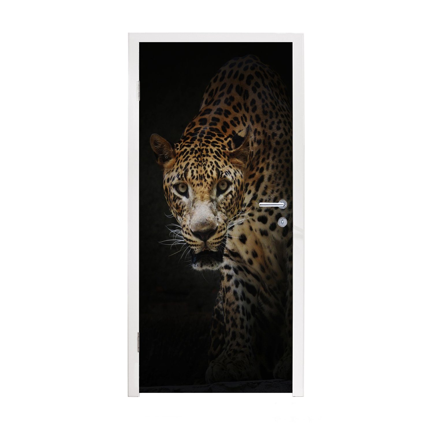 MuchoWow Türtapete Leopard - Wilde Tiere - Licht, Matt, bedruckt, (1 St), Fototapete für Tür, Türaufkleber, 75x205 cm