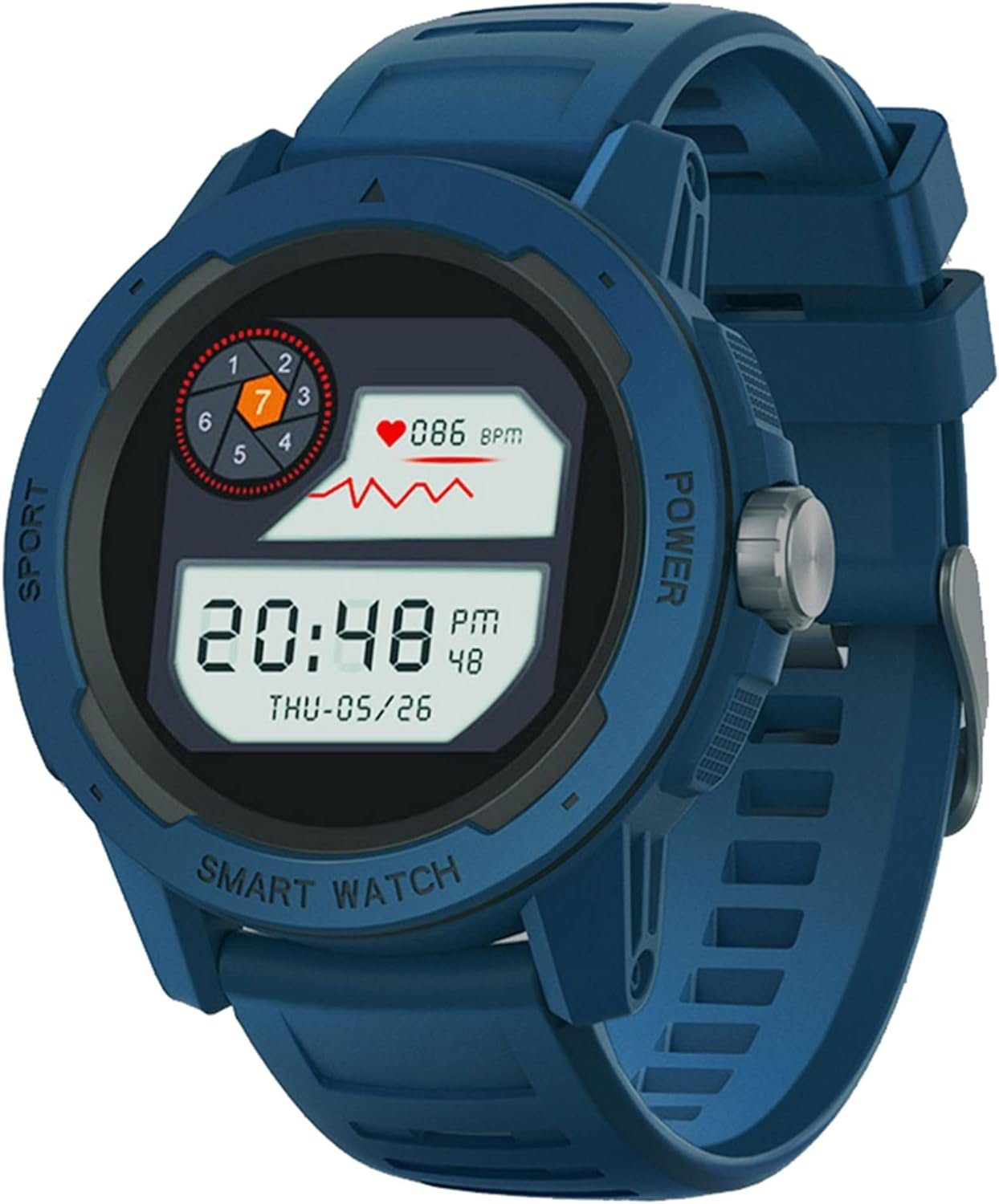 findtime Smartwatch (1,4 Zoll, Android, iOS), Sportuhren Outdoor Militär IP68 Wasserdicht Fitnessuhr Schrittzähler