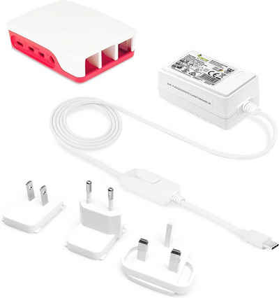 Leicke Raspberry pi4 Model B+Netzteil ULL Switching Adaptor Ladegerät 5.1V3A Universal-Netzteil (mit offiziellem Gehäuse RPI4-CASE-RW 1876751, KSA-15E-051300HE, TÜV)