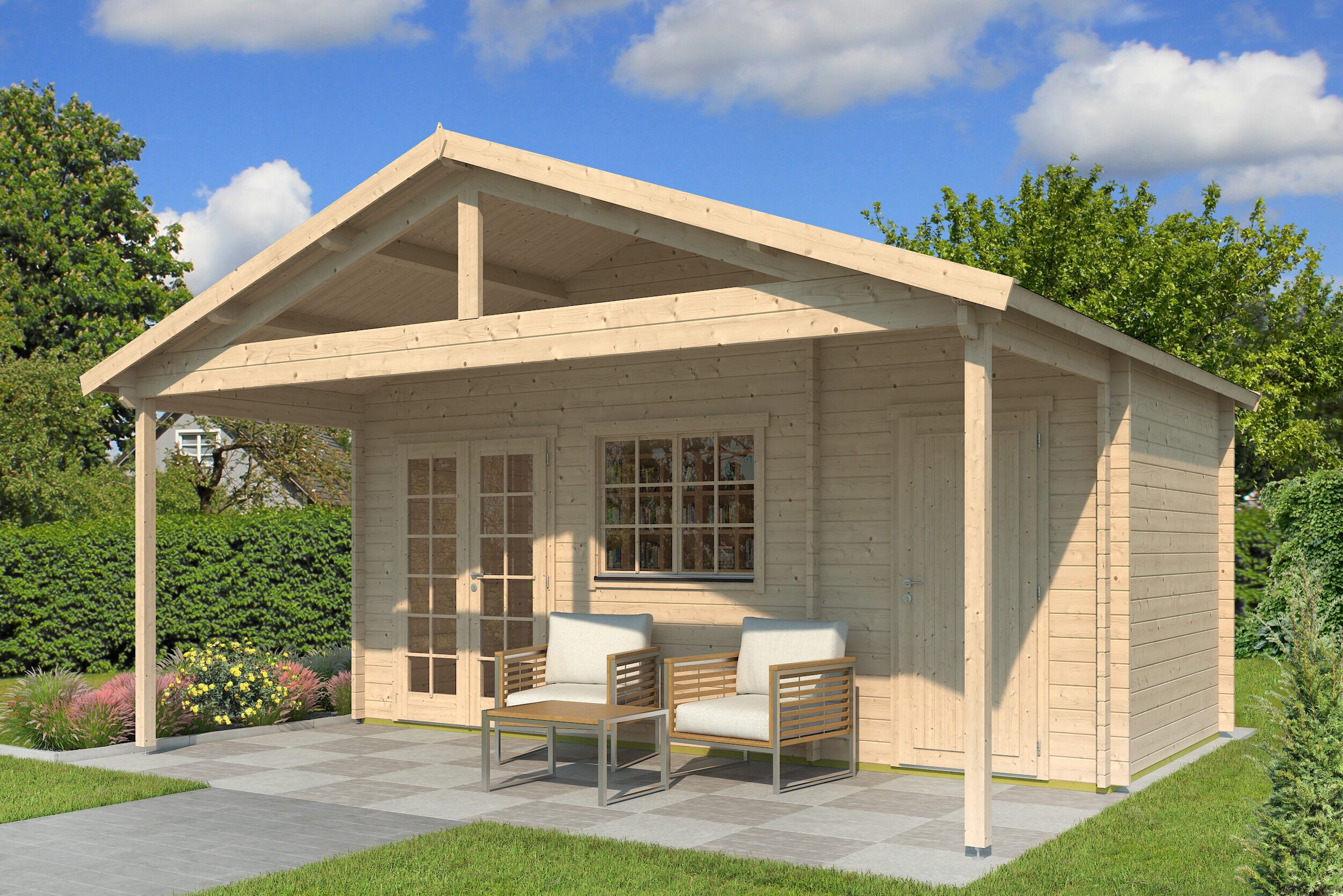 Fjordholz Gartenhaus Rolf 44 C mit Vordach