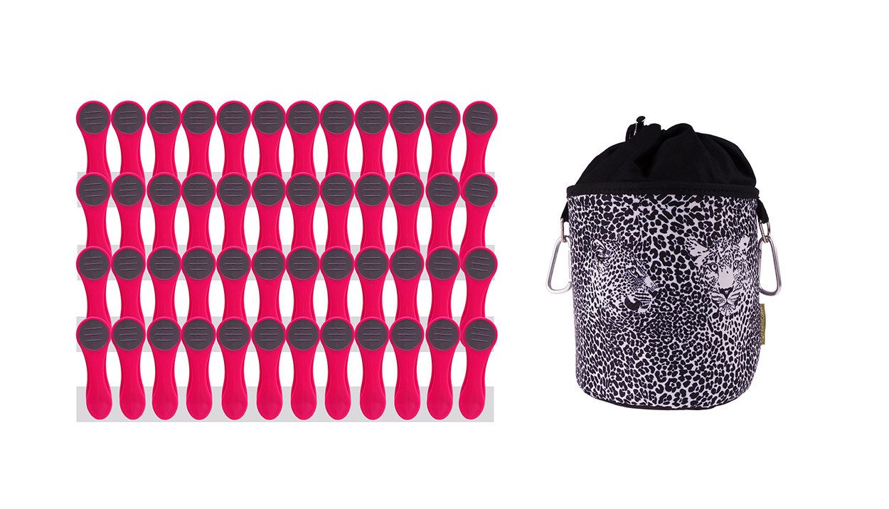 trendfinding Wäscheklammern 48 Wäscheklammern Pink-Anthrazit Edelstahl und 1 Klammerbeutel Leopard, Mit neuester Klammertechnik für empfindliche Wäsche