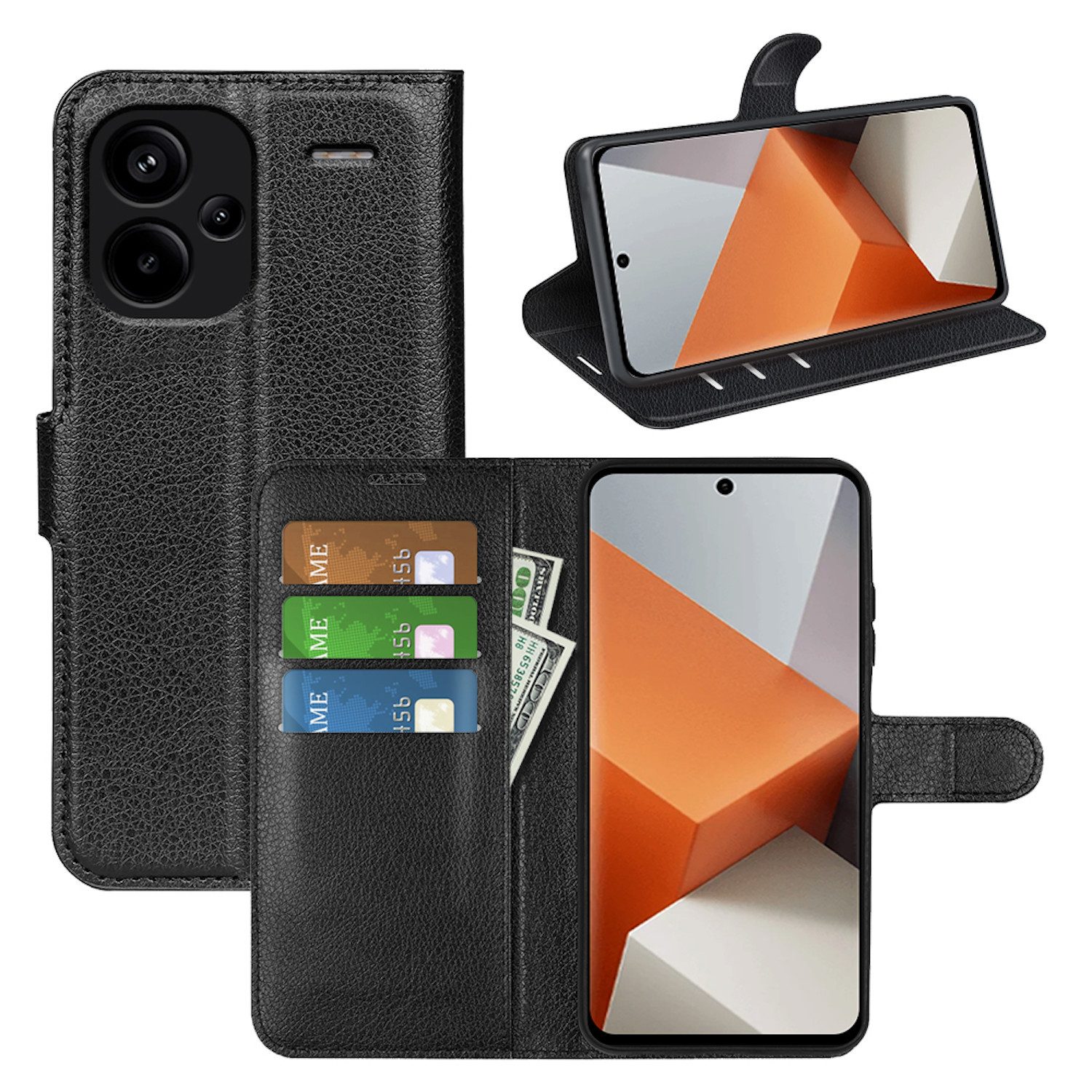 Wigento Smartphone-Hülle Für Xiaomi Redmi Note 13 Pro Plus Wallet Premium Schutz Hülle Tasche