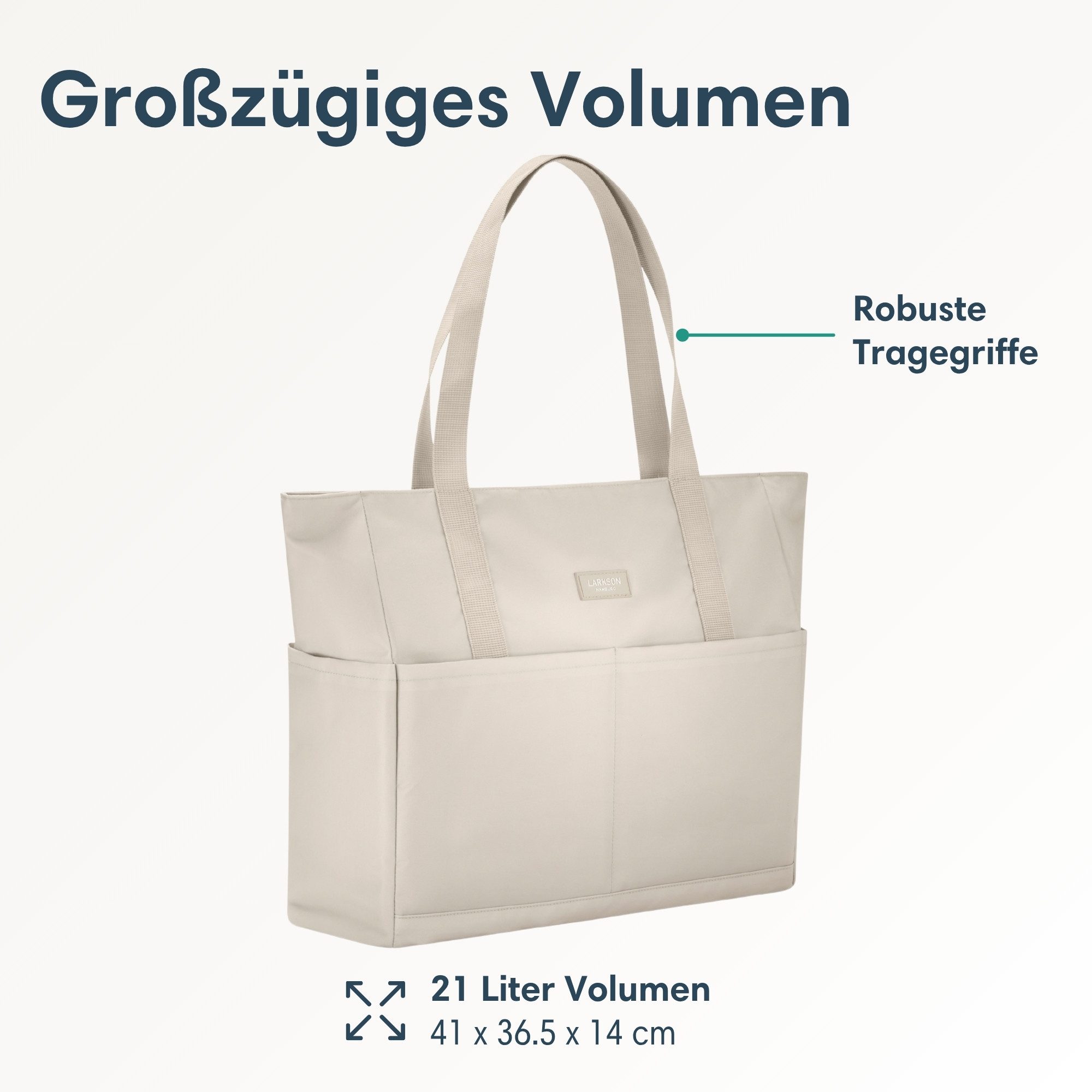 LARKSON Strandtasche Linn Strandtasche mit Reißverschluss (1-tlg), Große Beach Bag für Strand und Urlaub, Wasserabweisend