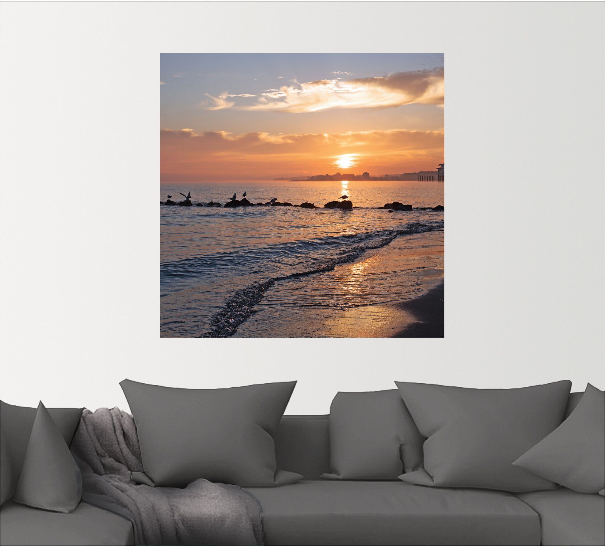 Artland Wandbild Sonnenaufgang am Ostseestrand, Bilder Größen versch. -aufgang (1 Wandaufkleber Poster als Sonnenuntergang vom Alubild, Leinwandbild, & in St), oder