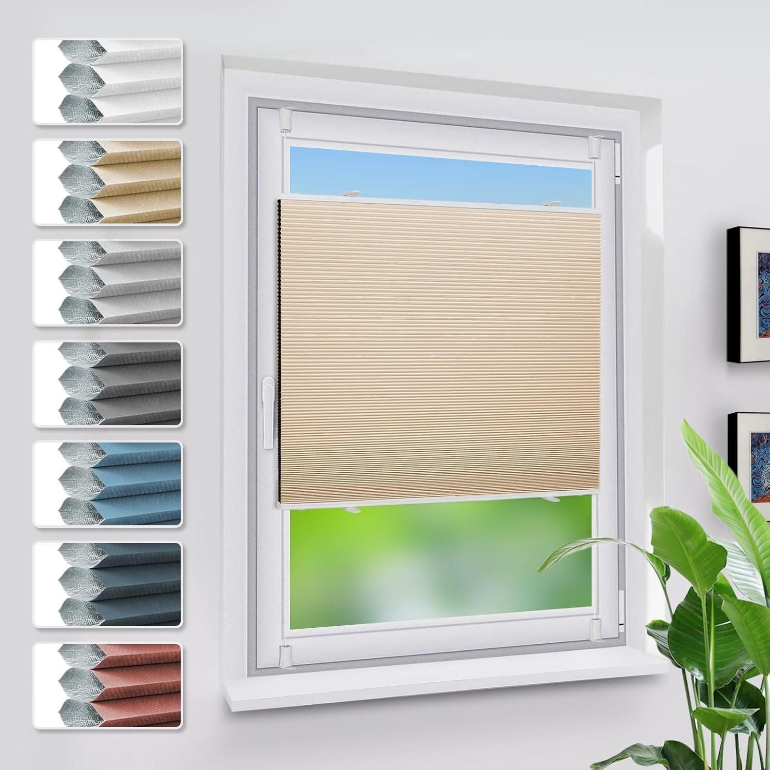 LuxusKollektion Wabenplissee Verdunklungsplissee Wabenplissee 50x130cm Weiß-Beige