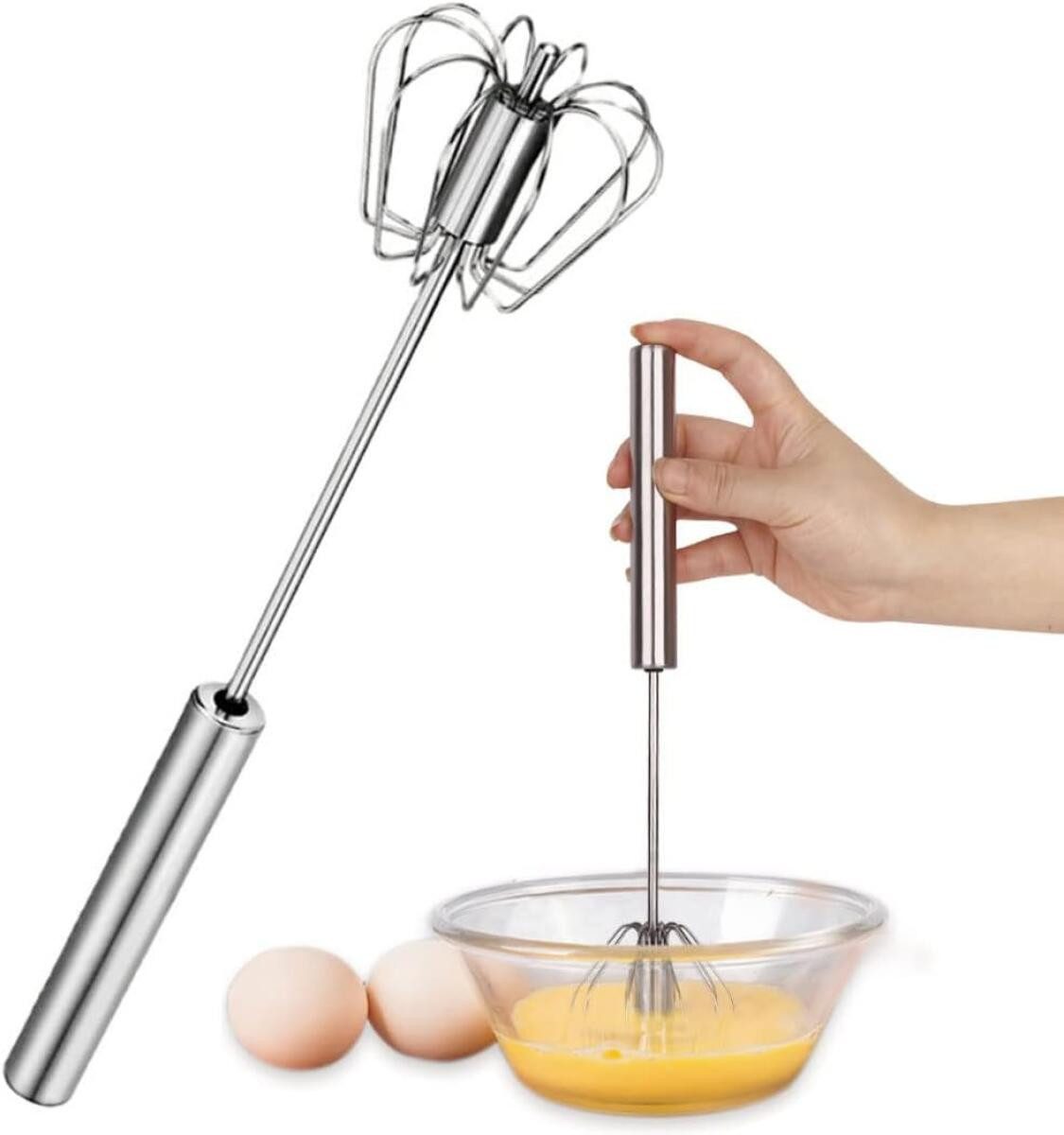 FELIXLEO Schneebesen Halbautomatischer Schneebesen 12 Zoll Edelstahl Küchen Rührbesen