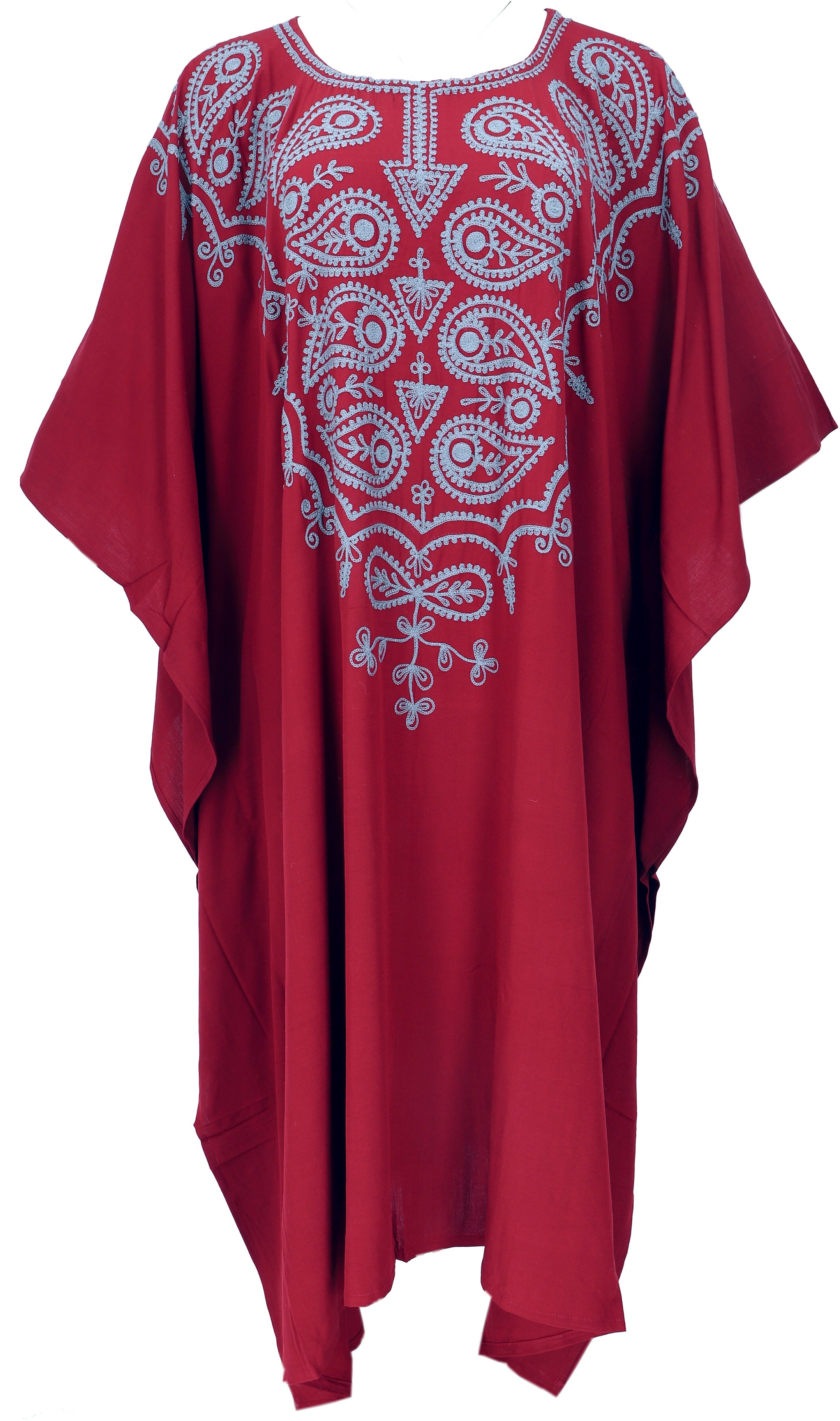 Mittellanger Kaftan, Boho Guru-Shop Midikleid besticktes.. Bekleidung bestickter alternative rot