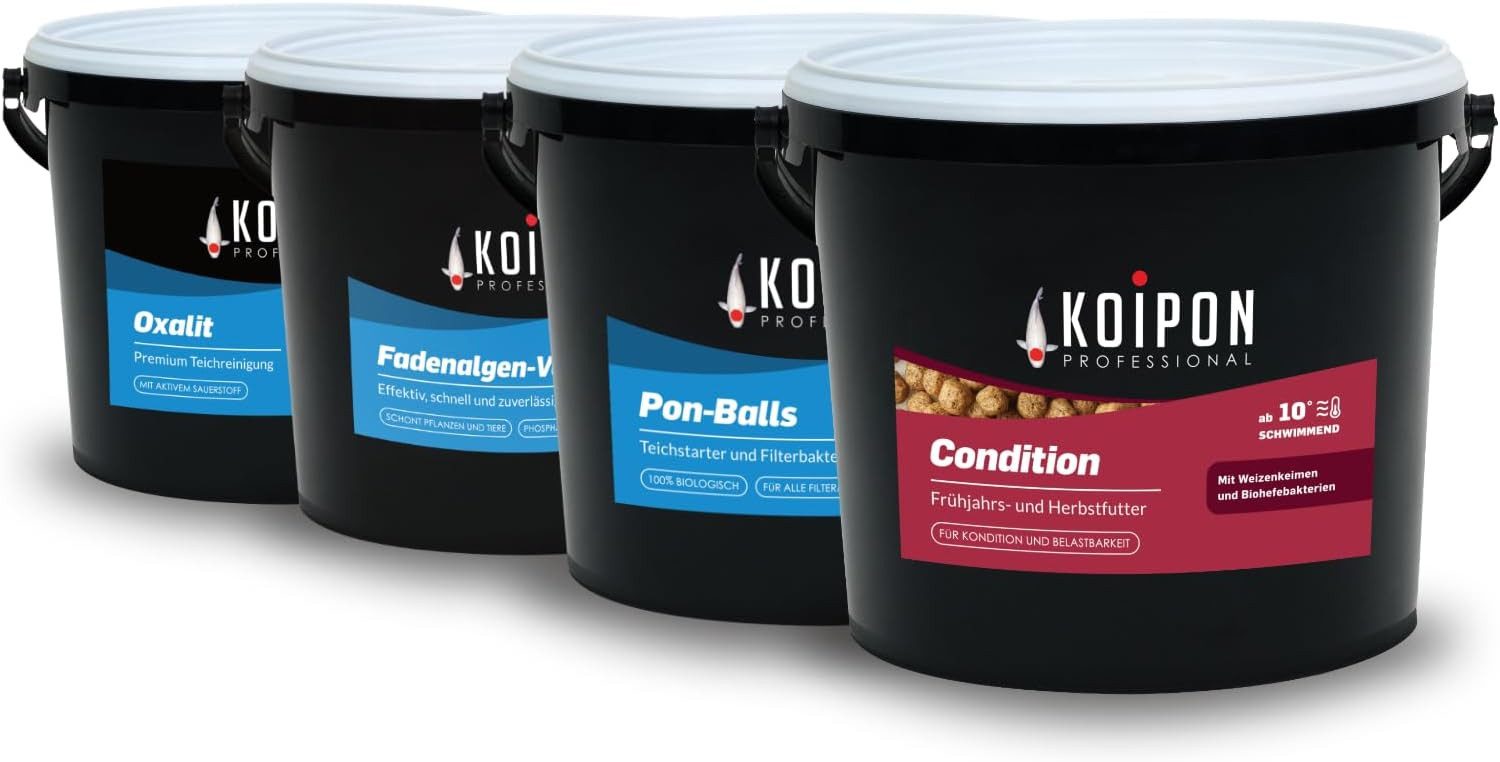 KOIPON Teichpflege Teichpflege Set Herbst, (Oxalit, Pon-Vital, Pon-Balls, Condition), 4-teiliges Set