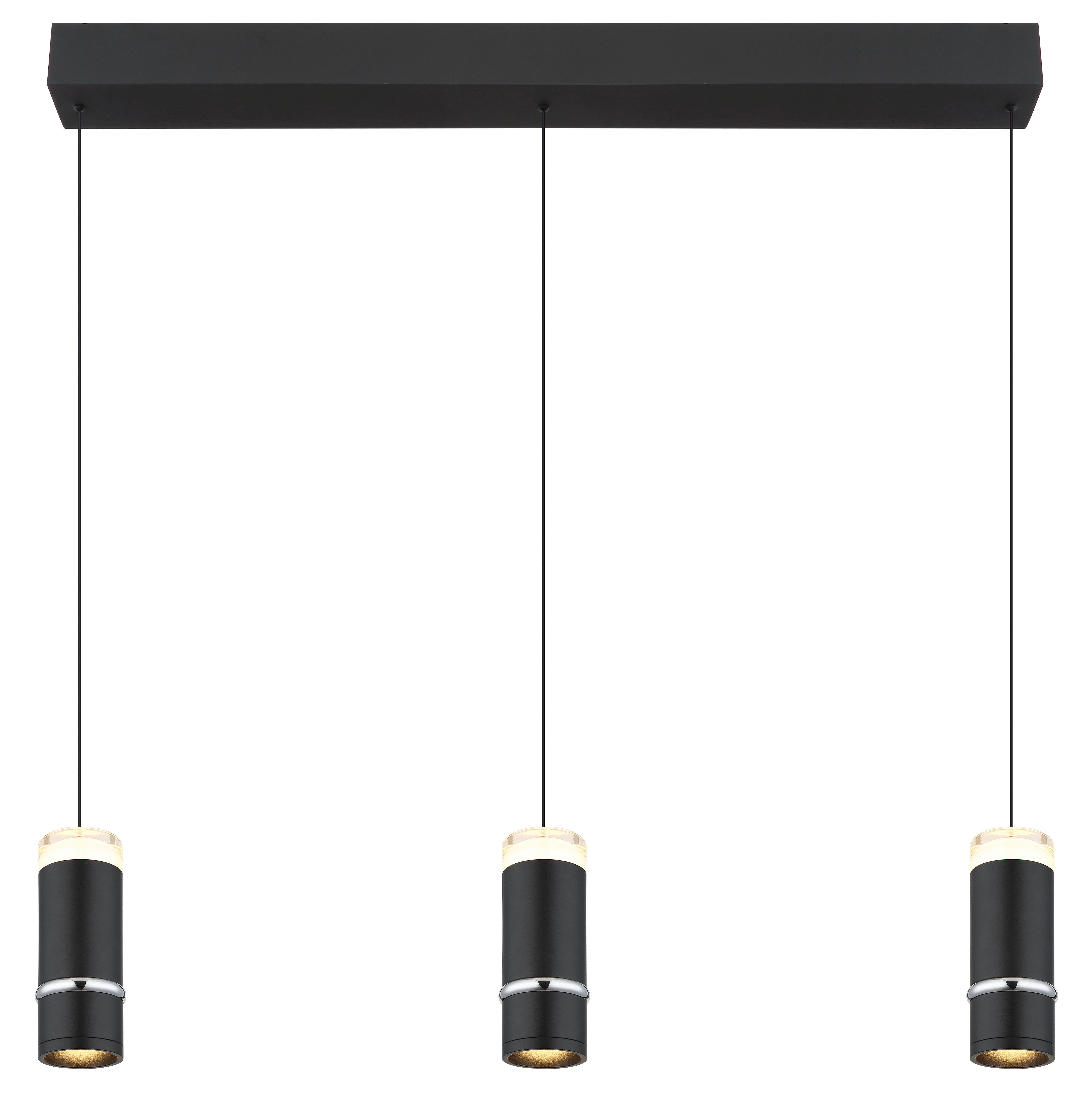 GLOBO LIGHTING Hängeleuchte ALVARADO, LED fest integriert, Warmweiß, Höhenverstellbare Hängeleuchte schwarz matt mit Chromring