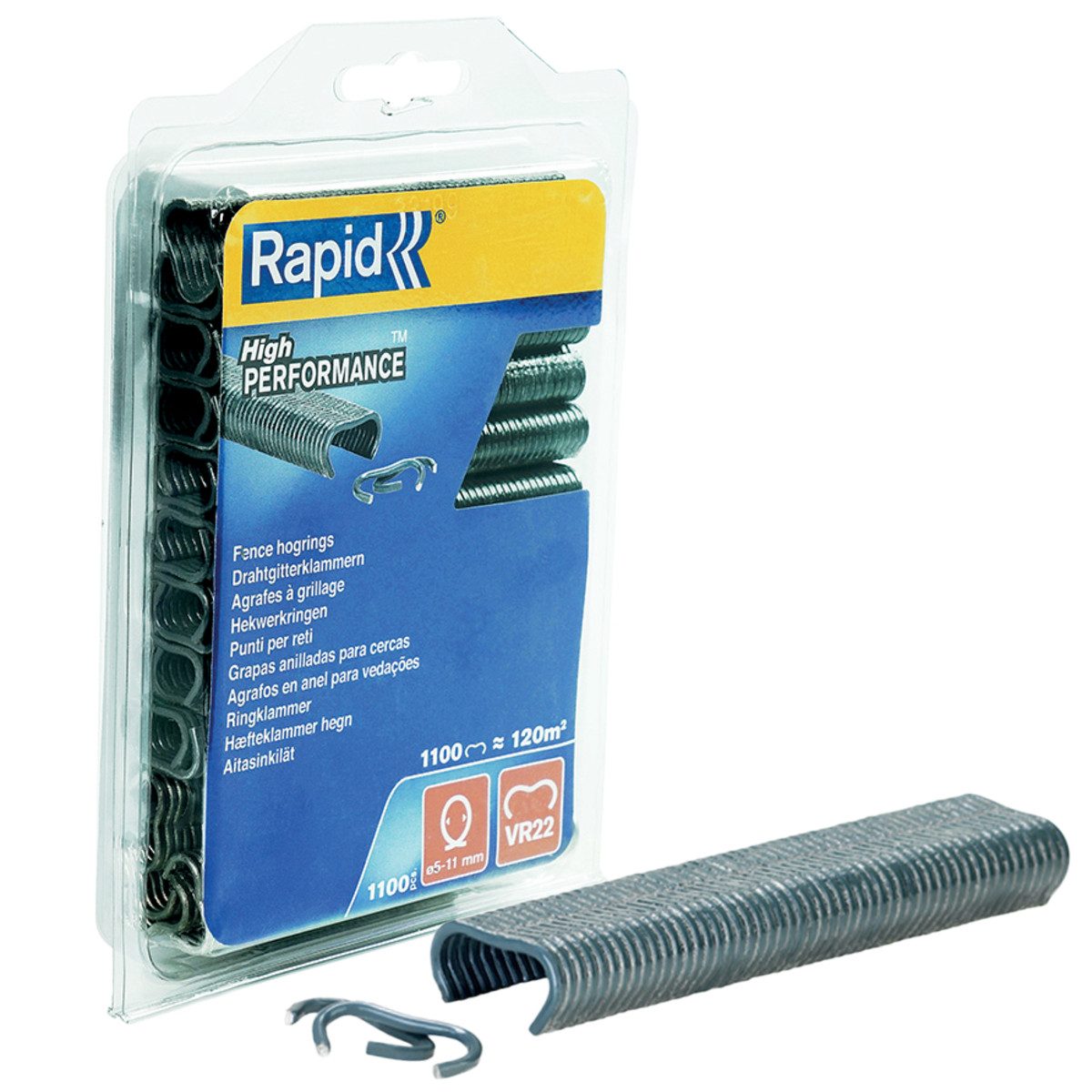 Rapid Verschlussklammer VR22 Grau Zaun Ringklammern 1100 Stk Verschlussdurchmesser 5-11mm Zaun (1100-tlg), für FP222