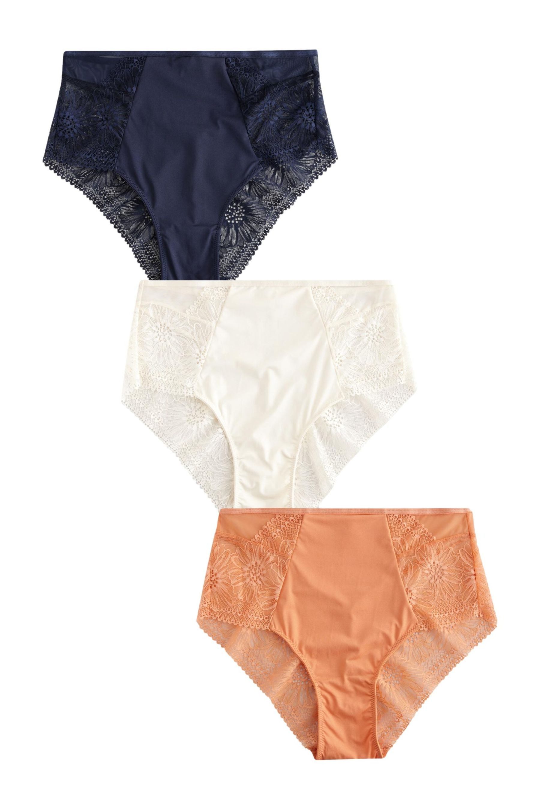 Taillenslip 3er-Pack Rioslips aus Spitze mit hohem Bund