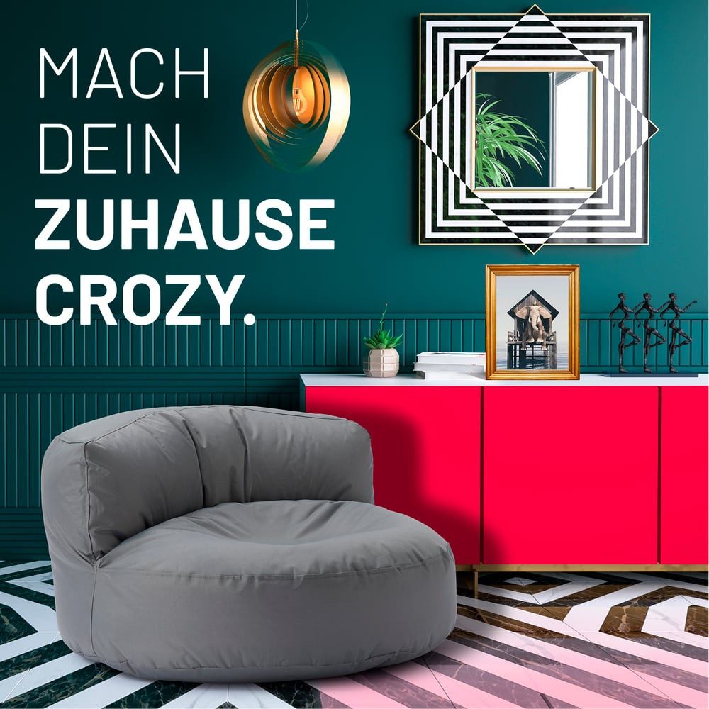 Lumaland Sitzsack Round Sofa Sitzkissen Bean Bag Couch Lounge, inkl. Rückenlehne In-& Outdoor 90x90x50cm