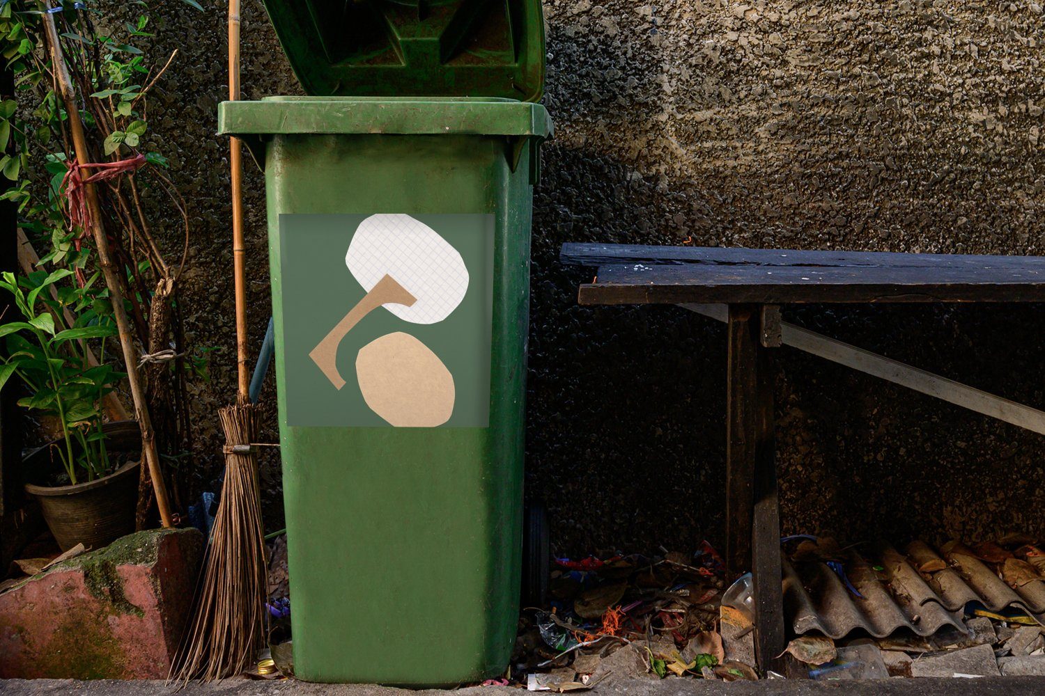 Formen Wandsticker Sticker, Pastell MuchoWow Abfalbehälter Grün (1 Quadrate Container, St), - - Mülltonne, - Mülleimer-aufkleber,