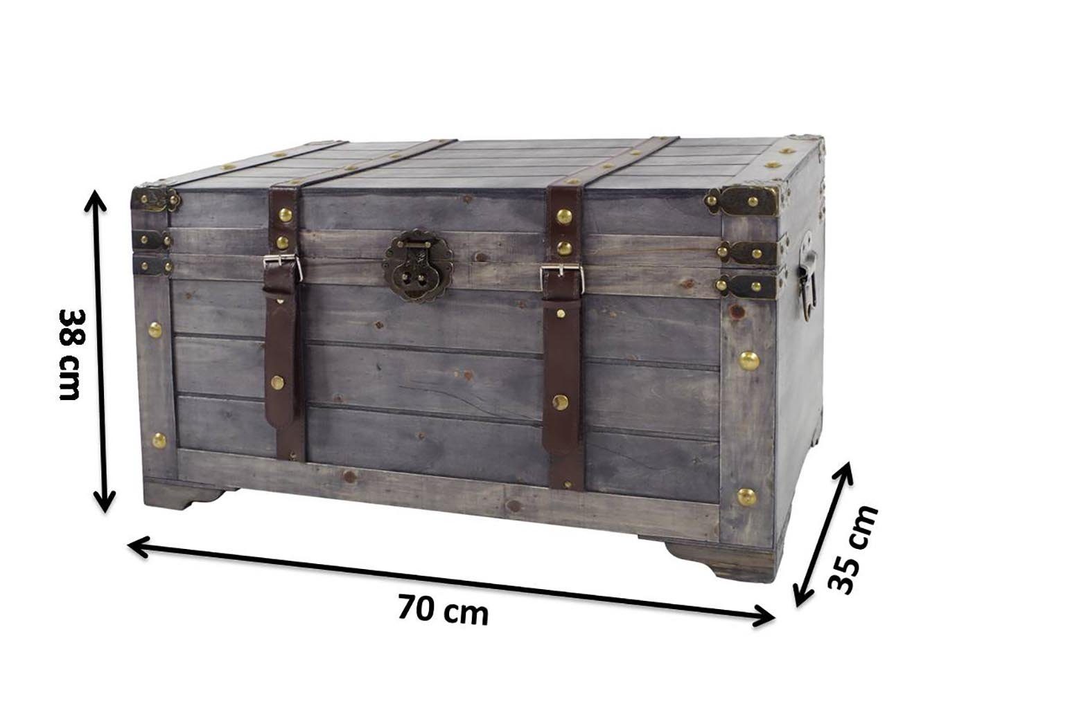 Kobolo Truhe Kiste KUBA aus Holz grau 70x35x38 cm