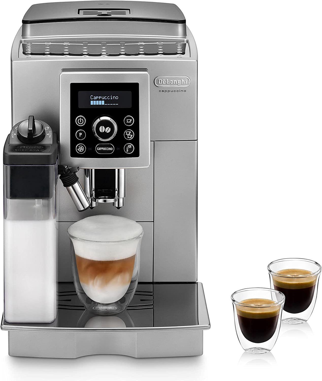 De'Longhi Kaffeevollautomat ECAM 23.466.S, LatteCrema Milchsystem, 2-Tassen-Funktion, Digitaldisplay. Reduzierter Preis € 399,00. Unverbindliche Preisempfehlung € 899,00