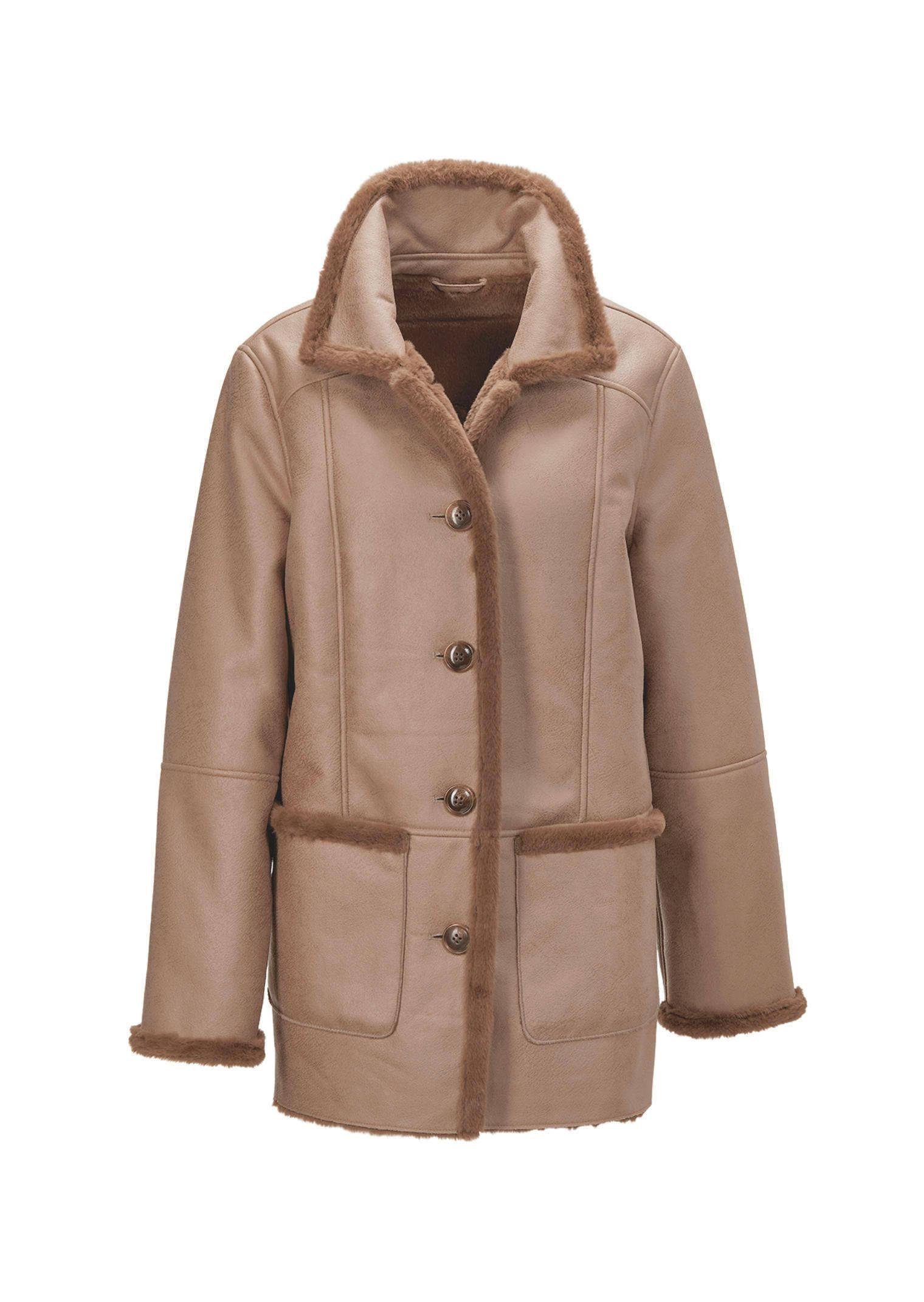 GOLDNER Allwetterjacke Kuschelige Longjacke in Lederoptik günstig online kaufen