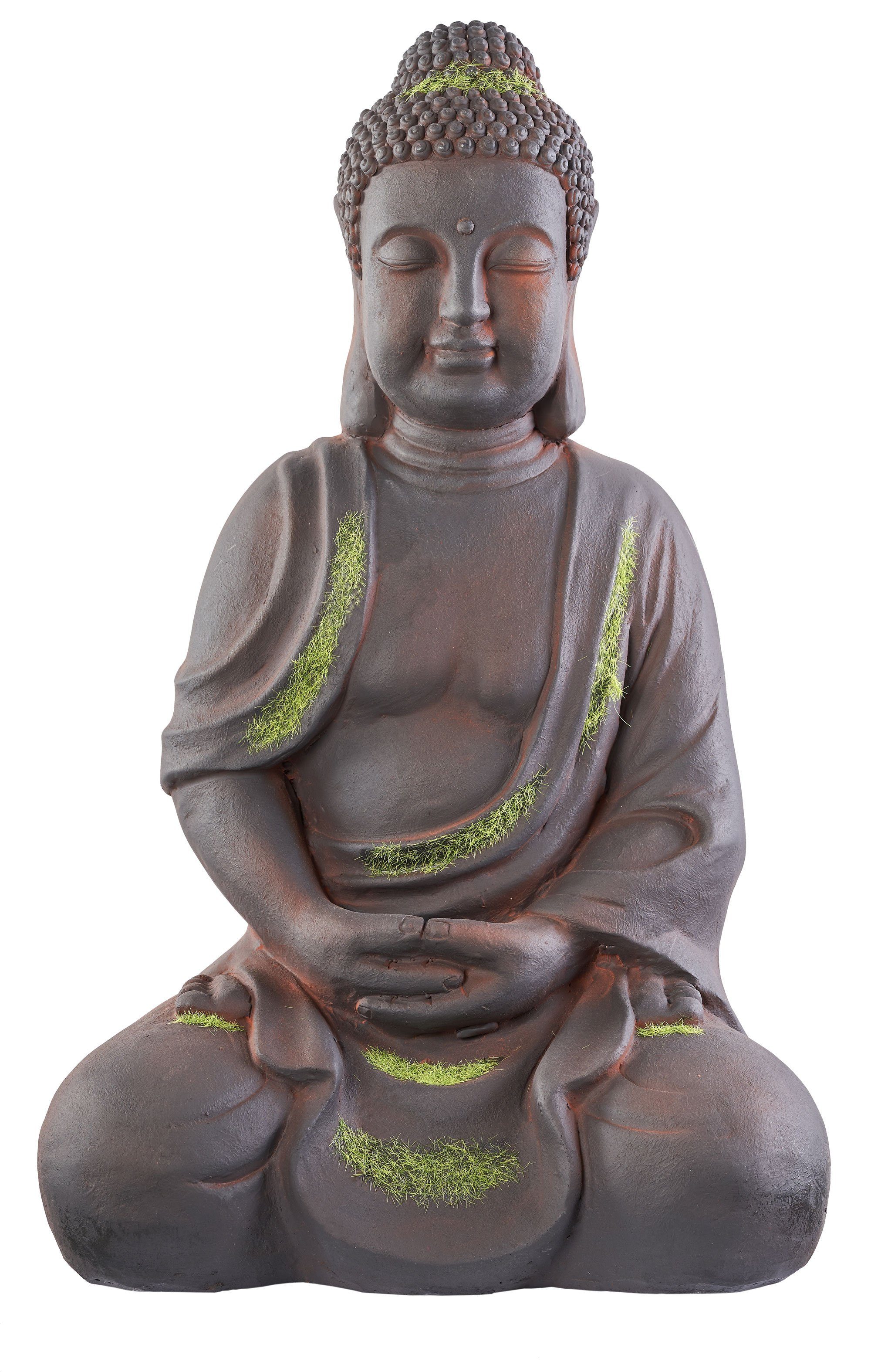 NEUSTEIN Buddhafigur XXL Antiker Buddha 50cm braun / grün Garten Deko Figur Skulptur Feng Shui Meditation