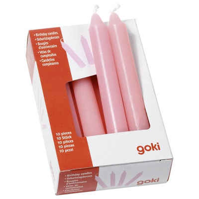 goki Geburtstagskerze Geburtstagskerzen-Set 10 Stk. Kerzen 10 cm hoch Geburtstag (Set, 10-tlg., 1), Kerzen in der Farbe rosa