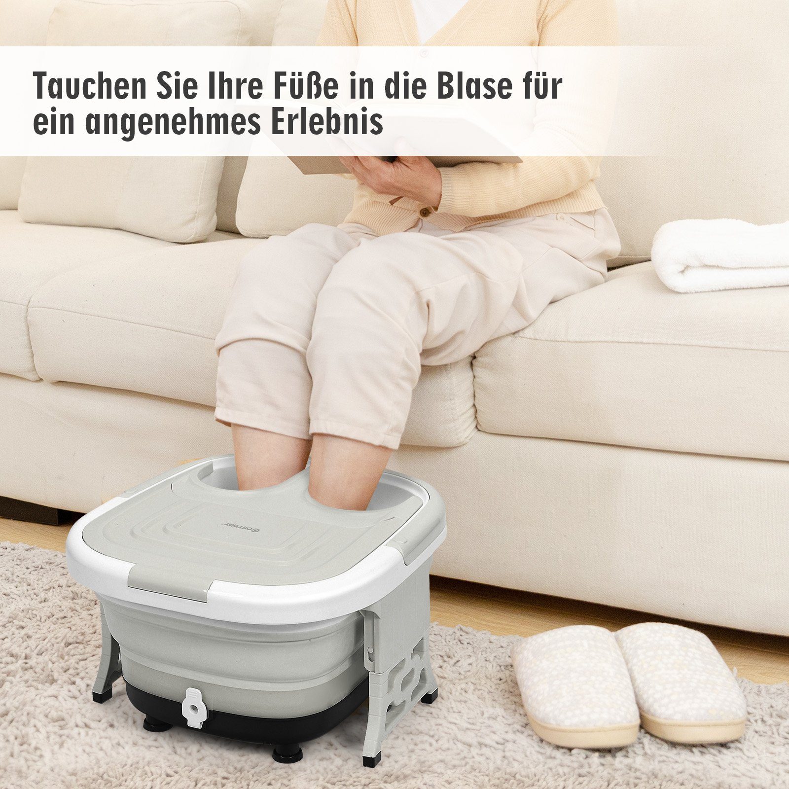 COSTWAY Fußmassagegerät, 36-48℃, 500W, Fernbedienung, klappbar