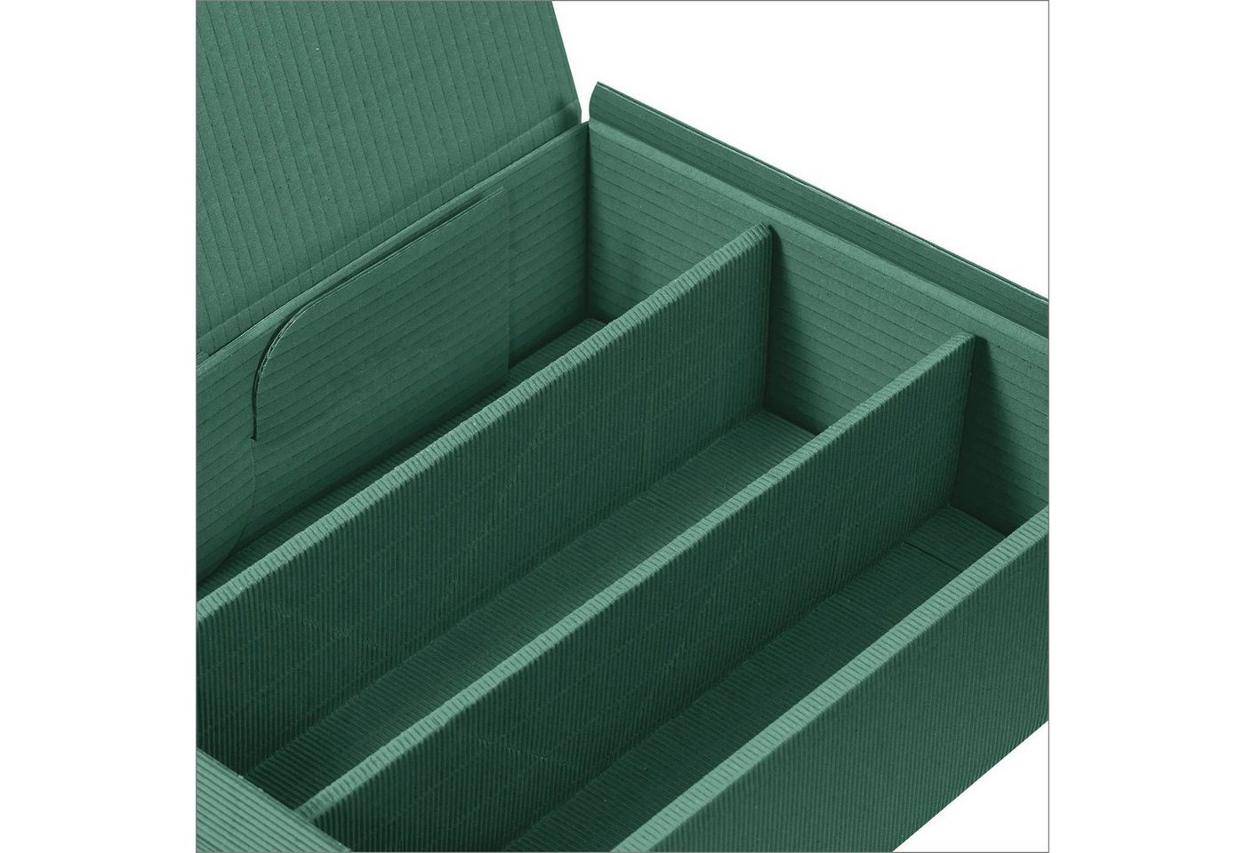 Thumbnail - KK Verpackungen Geschenkbox (25 St), 25 x Präsentkarton für 3 Flaschen 360x250x90 mm offene Welle Grün