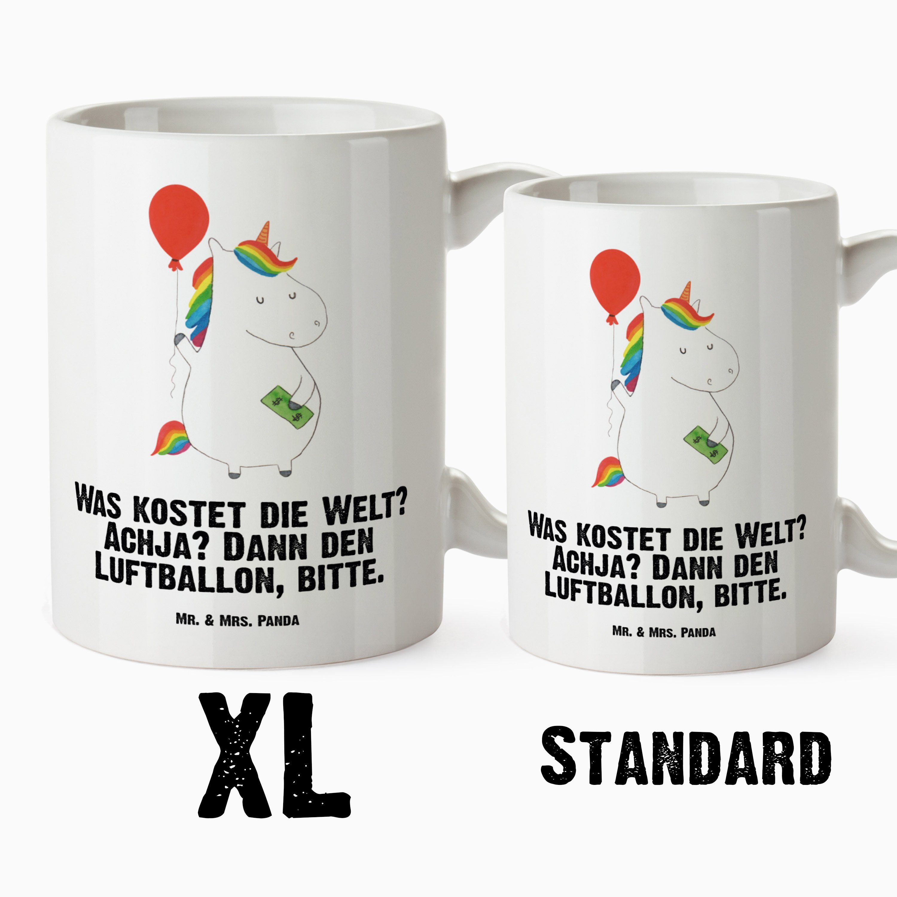 XL Jumbo Tasse & Tass, Mr. Geschenk, Becher, Luftballon Einhorn Mrs. XL Keramik XL Panda - Tasse, - Tasse Weiß