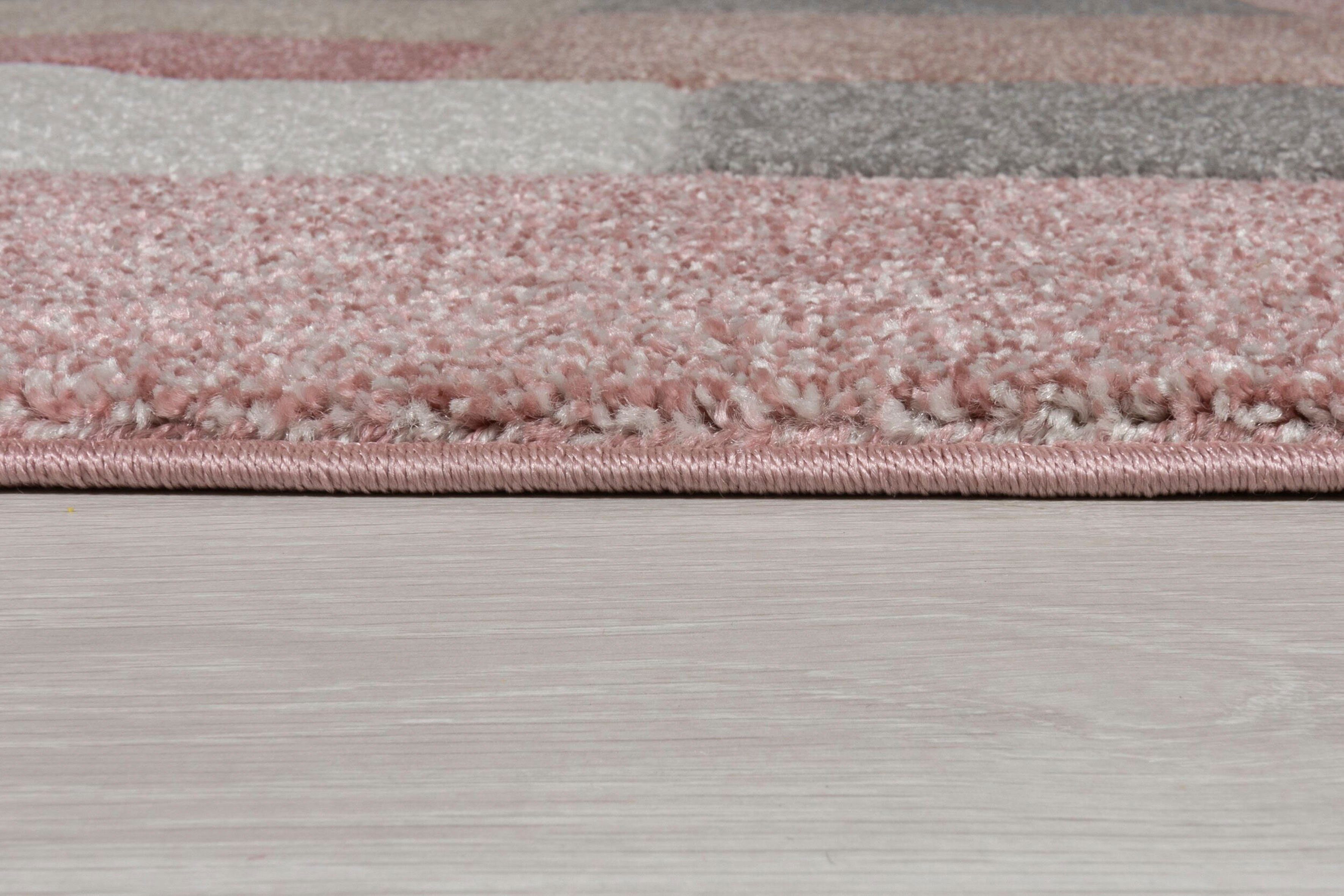 Teppich Cosmos, FLAIR RUGS, Höhe: mit mehrfarbig, rechteckig, Hoch-Tief-Effekt Patchwork Design, pink 12 mm