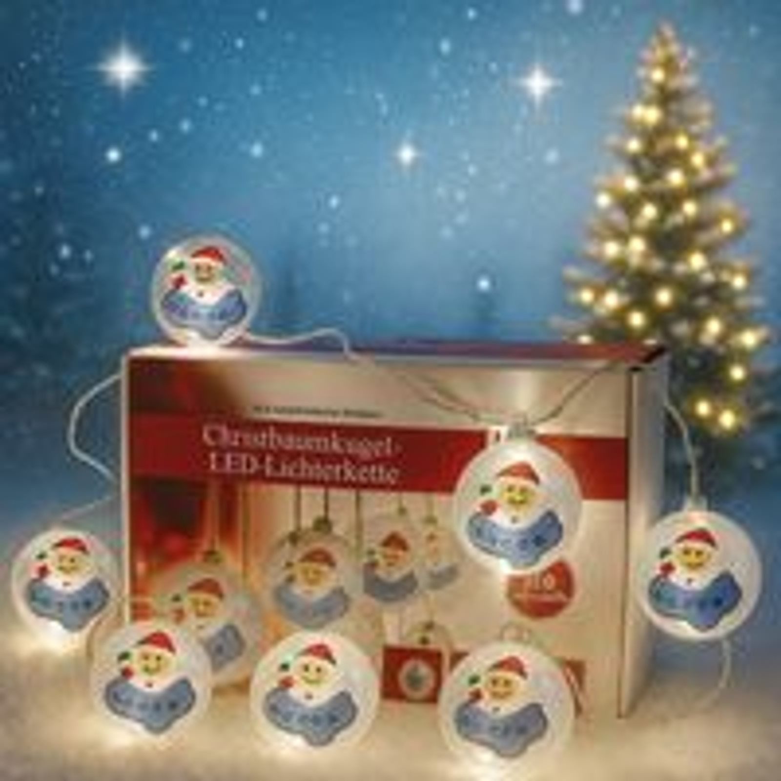 BURI Lichterkette LED Lichterkette aus Glas-Weihnachtskugeln Weihnachtsbeleuchtung Deko, Kugel