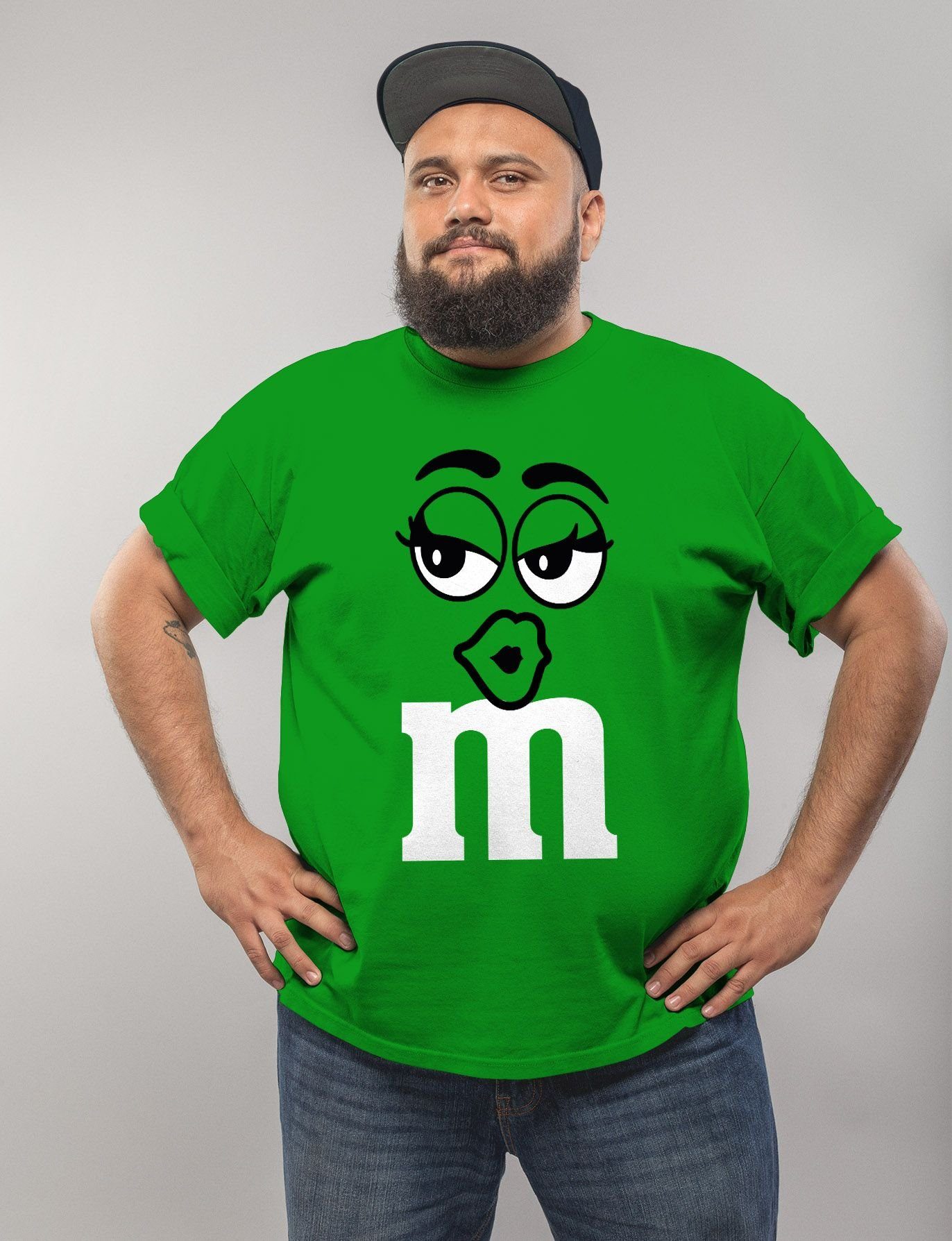 MoonWorks Print-Shirt Herren T-Shirt Fasching Karneval M Aufdruck Gruppen- Kostüm mit Print