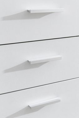 Wohnling Sideboard WL5.289 (mit Türen & Schubladen 107x79x35 cm Schrank Weiß), Kommode Modern, Anrichte Mehrzweckschrank Klein