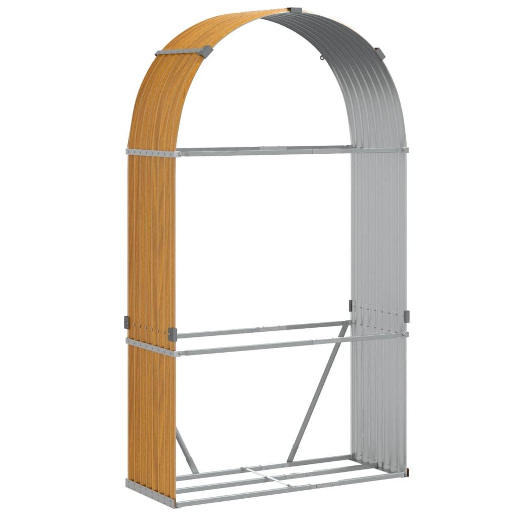 vidaXL Kaminholzregal Kaminholzunterstand Holzoptik 120x45x210 cm Verzinkter Stahl, BxTxH:120x45x210 cm