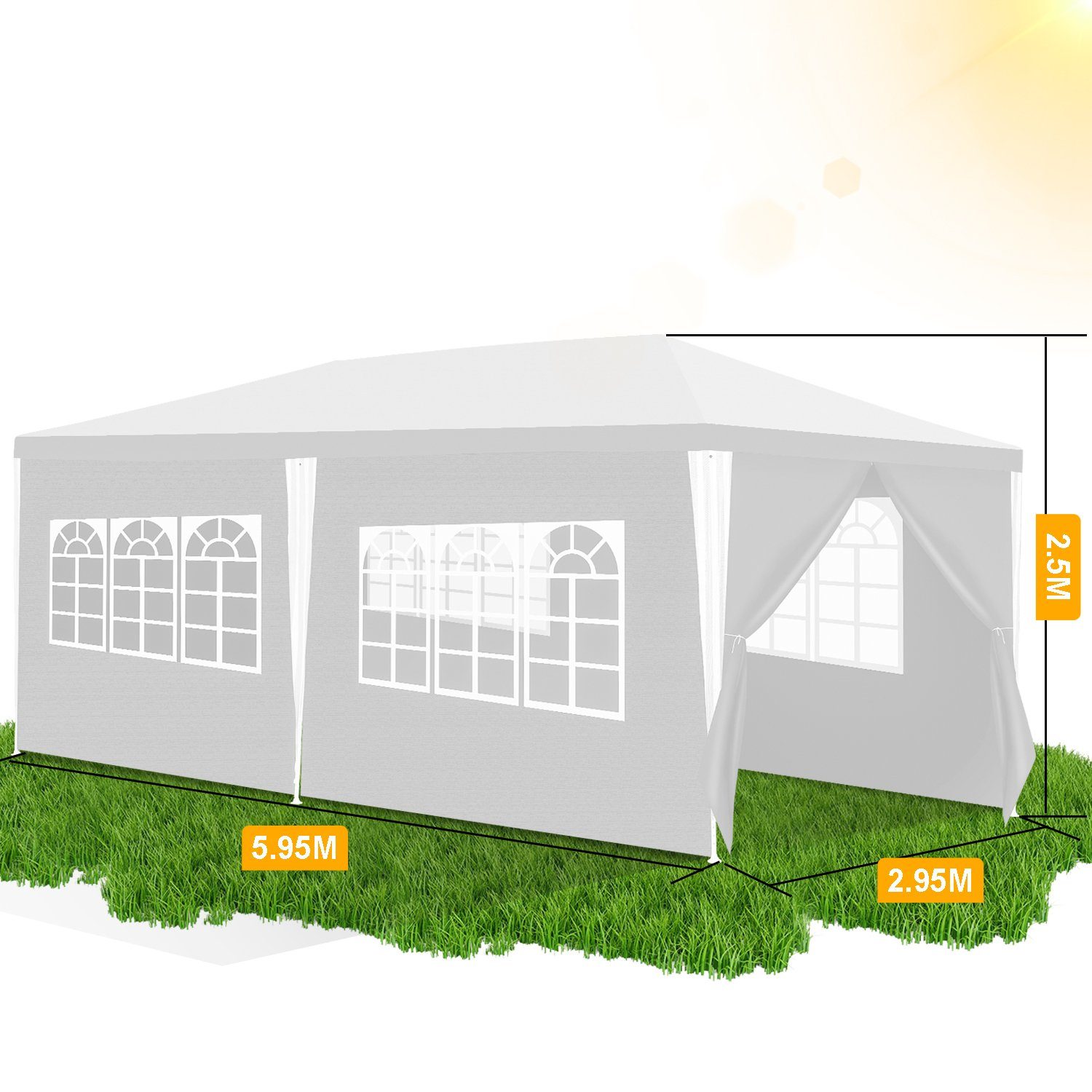 Clanmacy Pavillon Pavillon 3x6m Weiß UV-Schutz günstig online kaufen