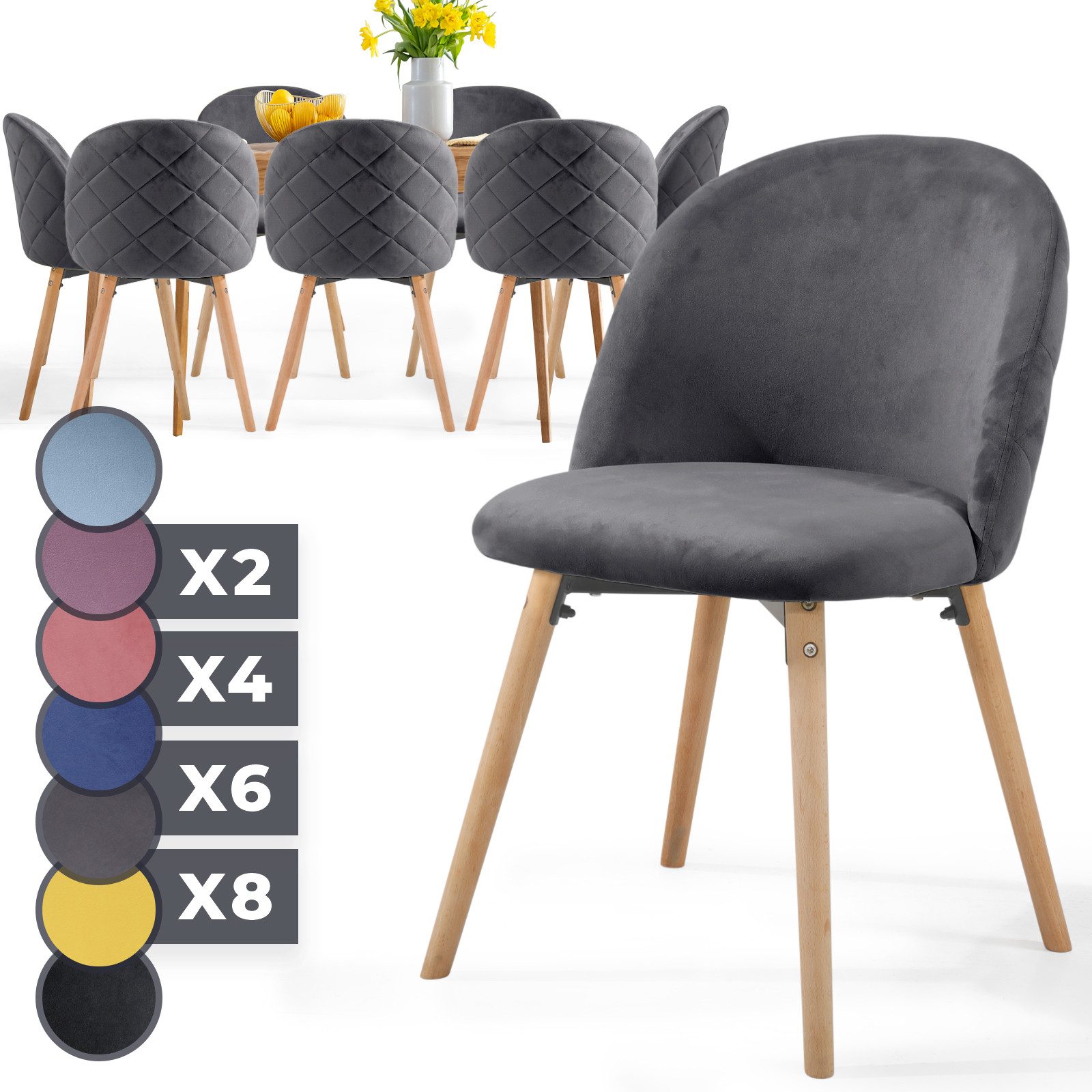 MIADOMODO Esszimmerstuhl -Farbwahl, 2/4/6/8Set, Gepolstert, Beine günstig online kaufen