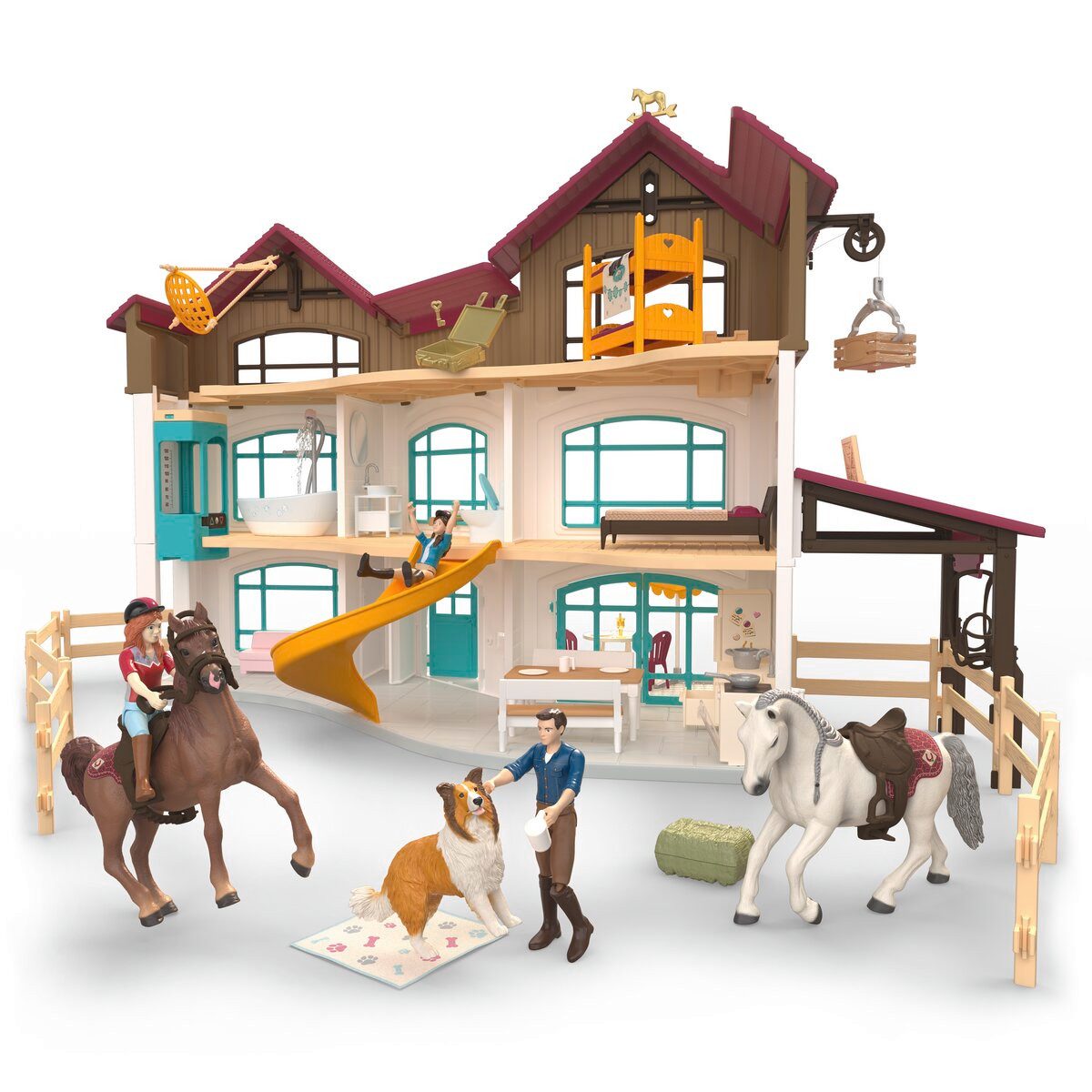 Schleich® Spielwelt HORSE CLUB, Lakeside Villa & Paddock (42785), (157-tlg)