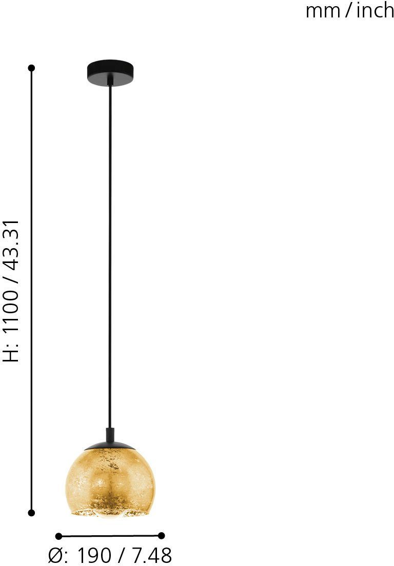 EGLO Hängeleuchte ALBARACCIN Pendellampe, IP20, E27, Stahl, Glas, Esstischlampe, Lampe, Dimmfunktion, ohne Leuchtmittel, Hängelampe für Esszimmer, Küche oder Wohnzimmer