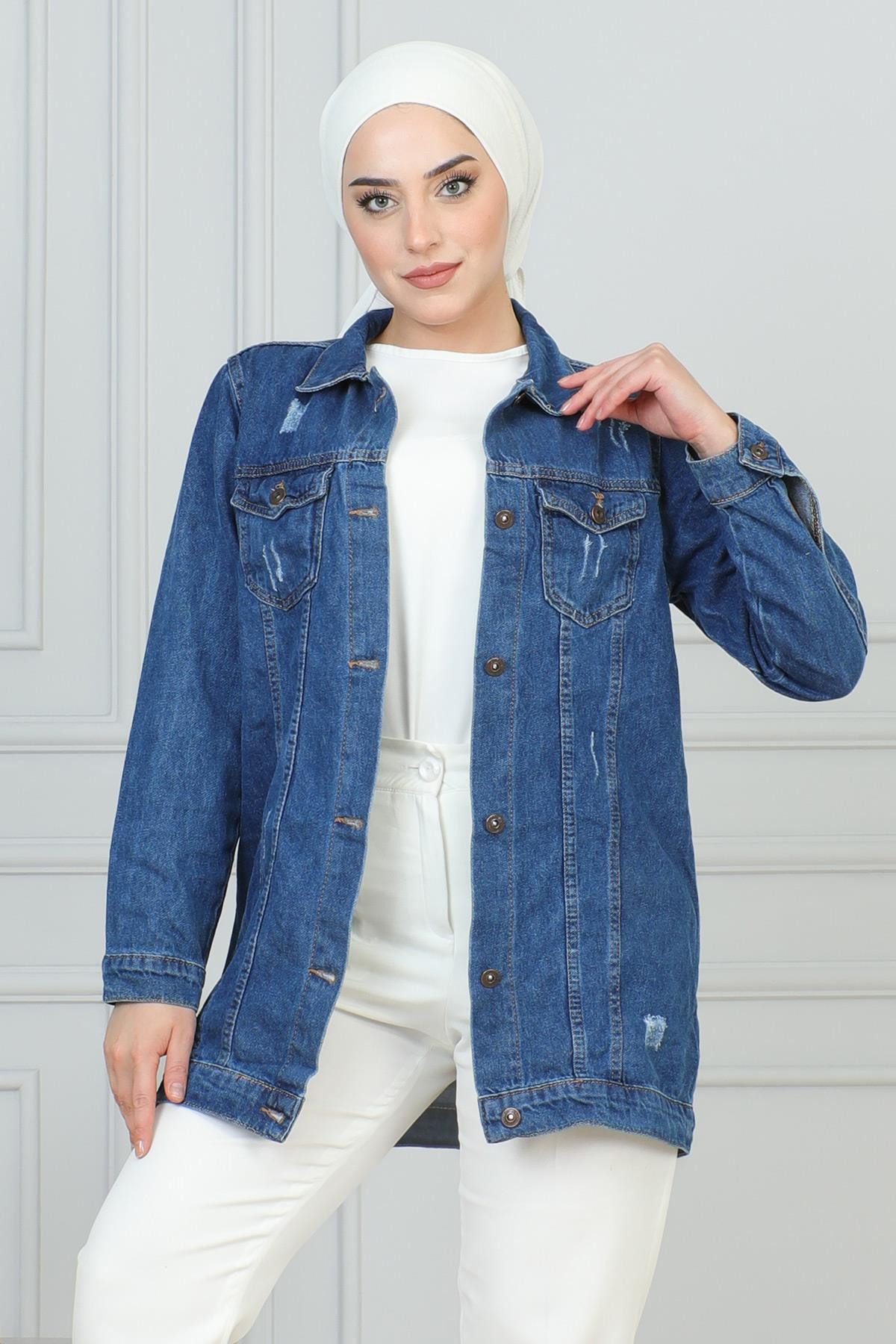 MODAMİHRAM Winterjacke Laser-Detail-Jeansjacke günstig online kaufen