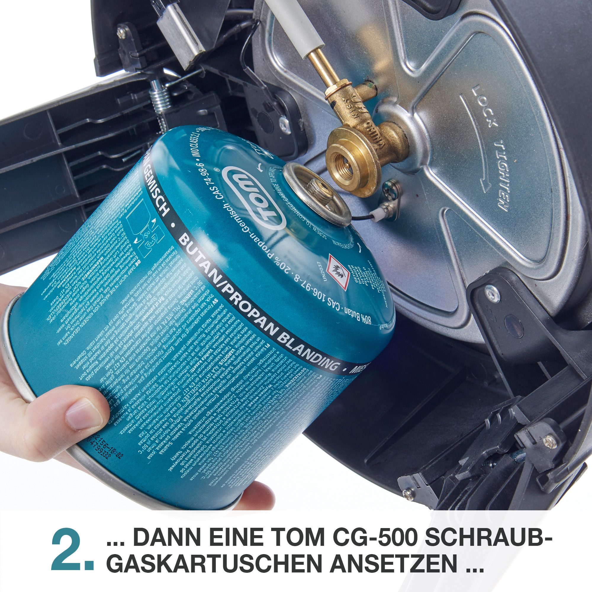 TOM Gaskartusche 500g Schraubgaskartuschen Set EN417, 1 St., Butan-/Propangemisch, 1er Set
