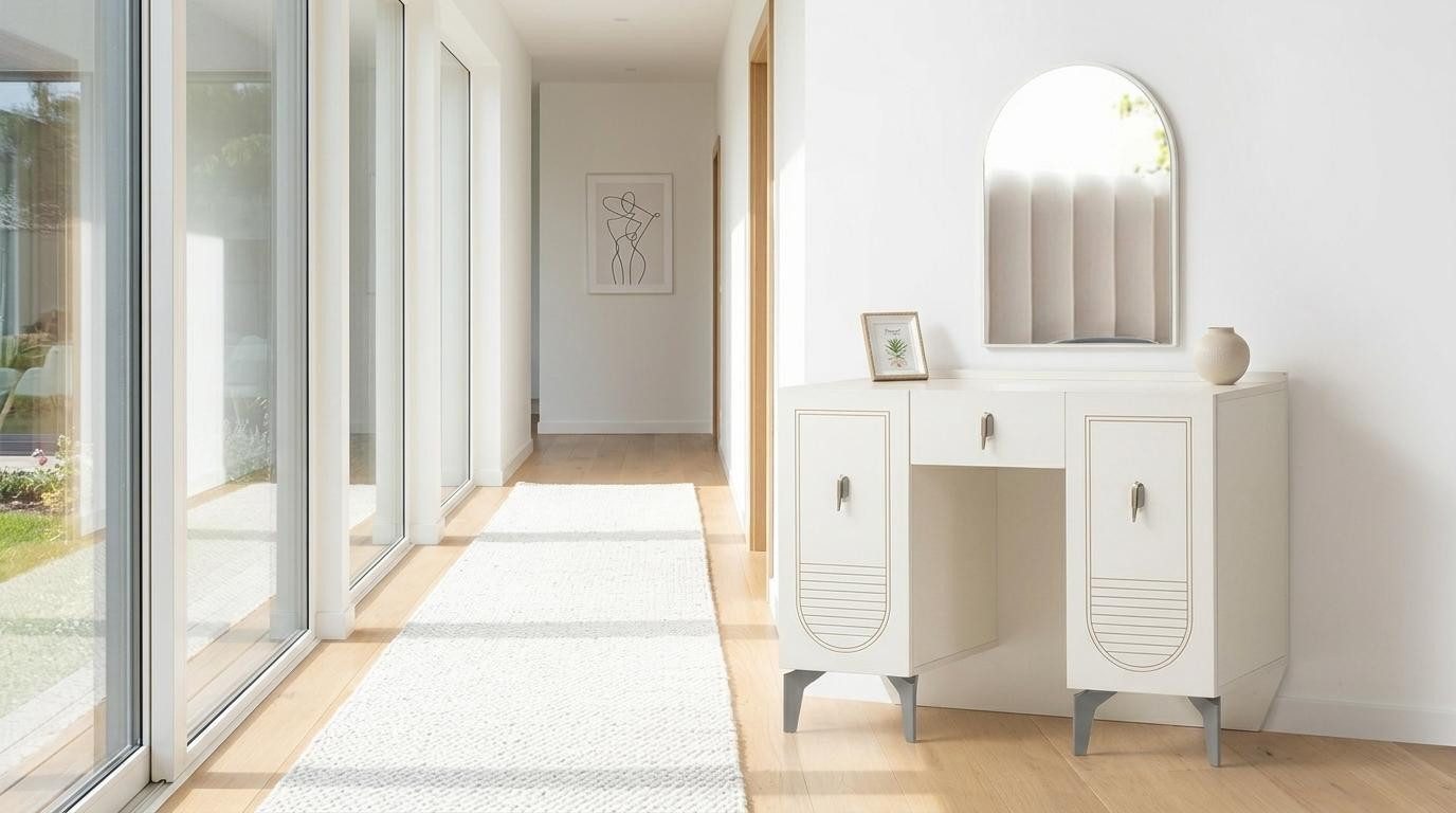 JVmoebel Schminktisch Schlafzimmer-Set Kommode Spiegel Modern Bequem Stilvoll Weiß (2-St), Made in Europa