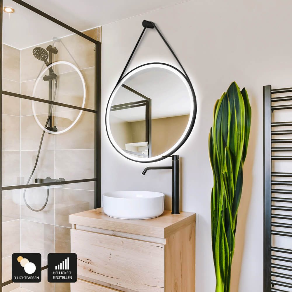 HOME DELUXE Badspiegel LED-Spiegel Rund FIANA - Größenauswahl (Aufhängbar mit und ohne Band), Antibeschlagsystem, Stufenloses Dimmen – Bild 2 von 4